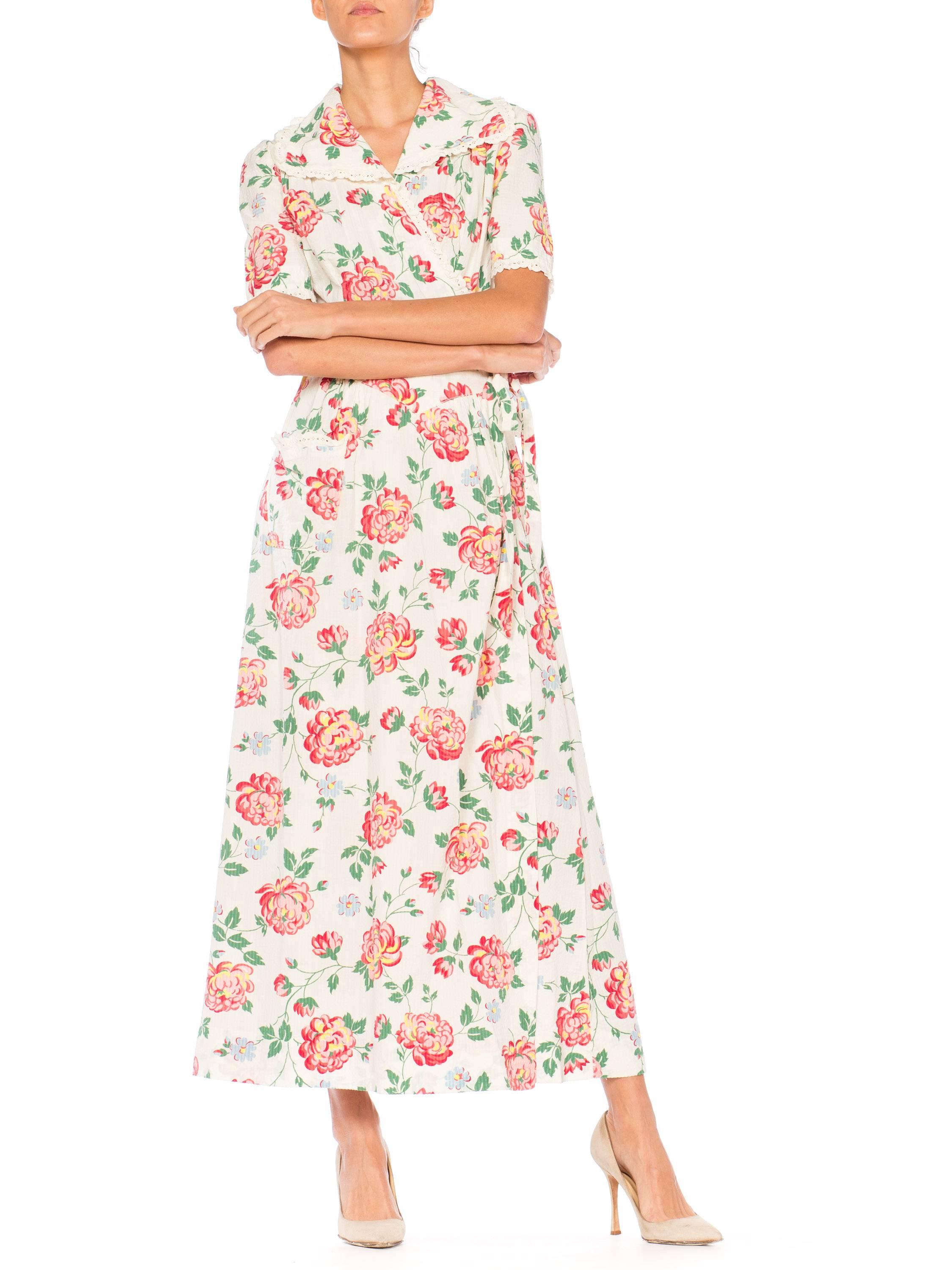 Floral Printed Cotton Dress, 1940s  4