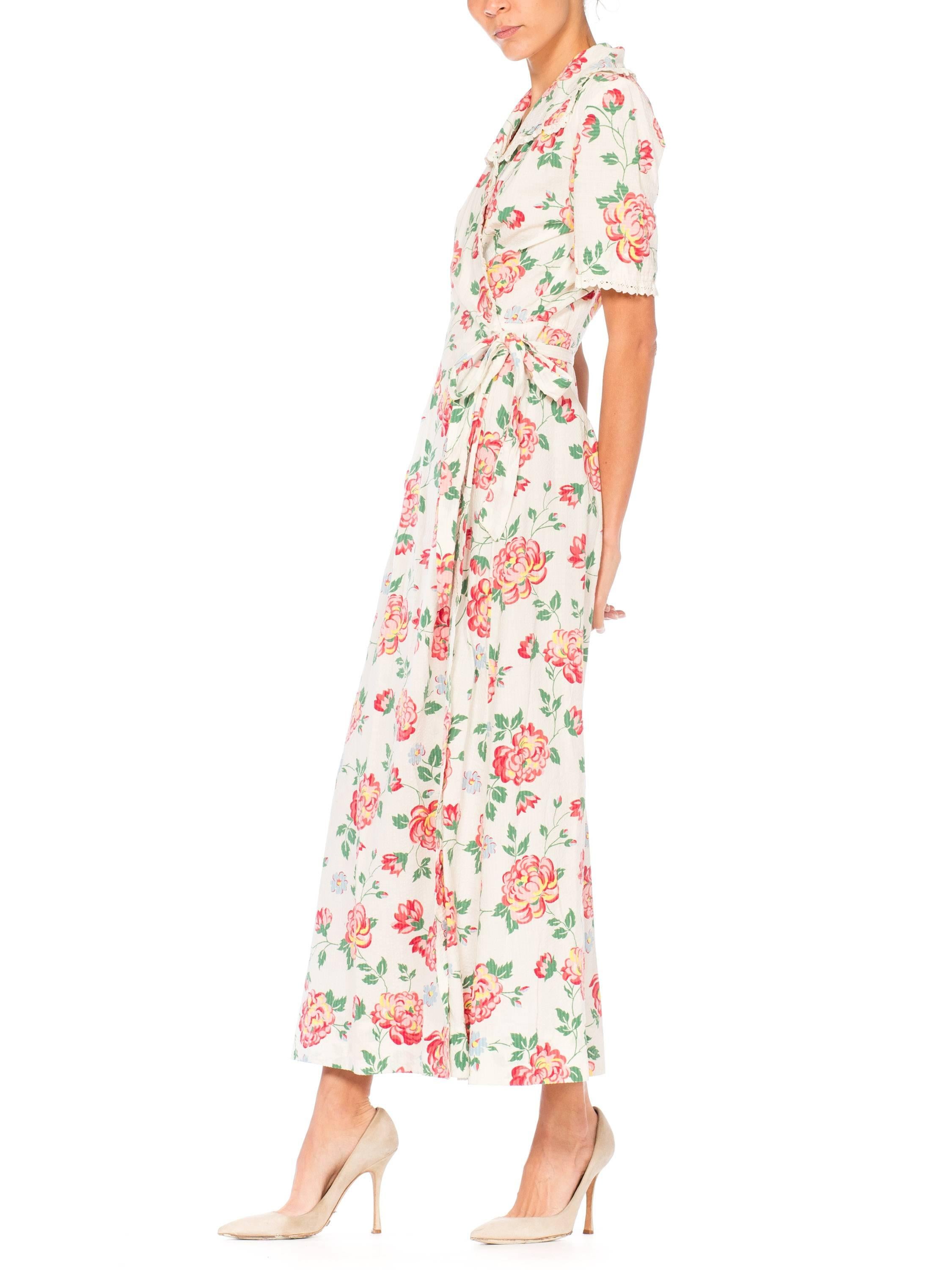 Floral Printed Cotton Dress, 1940s  5