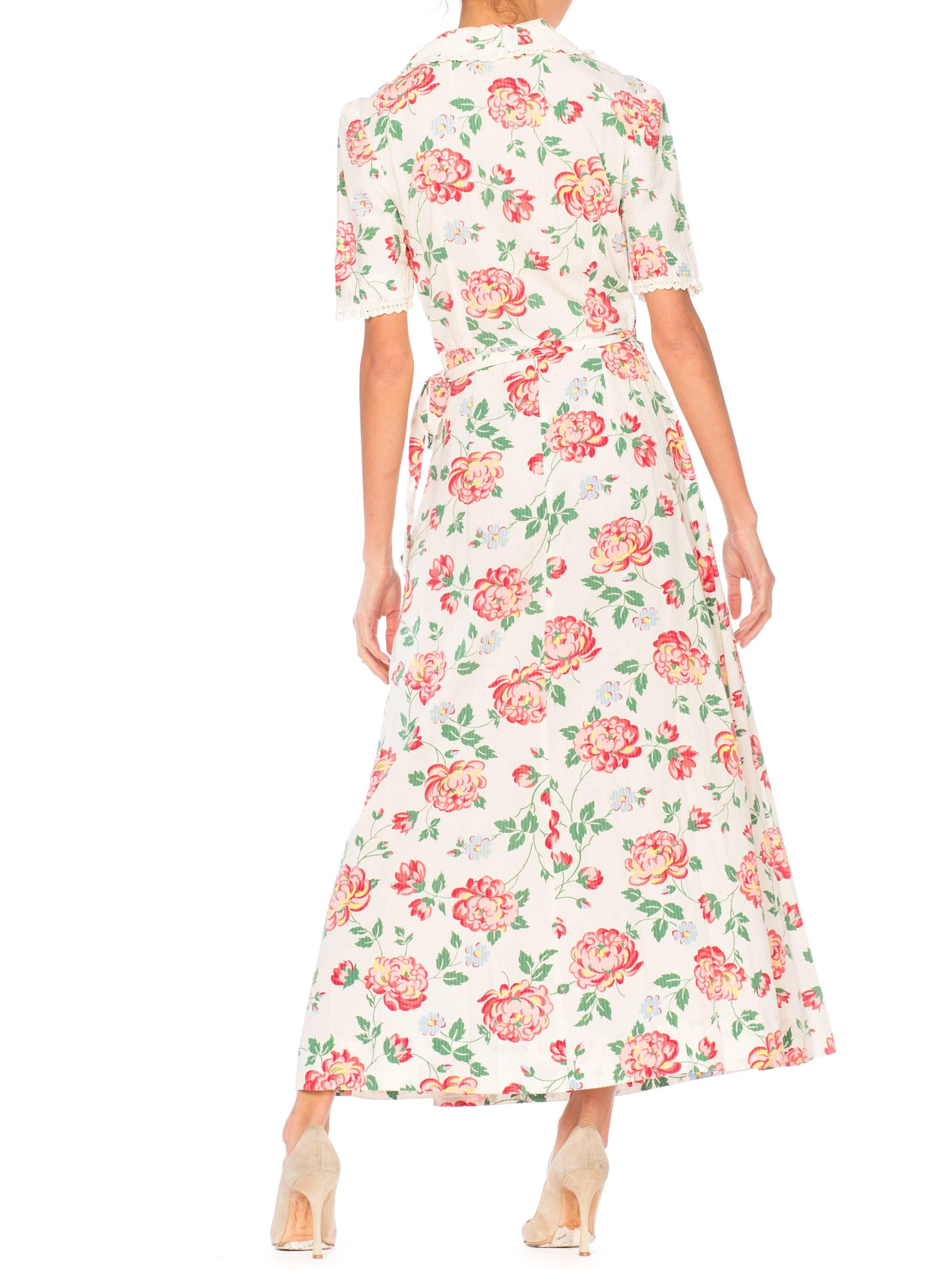 Floral Printed Cotton Dress, 1940s  6