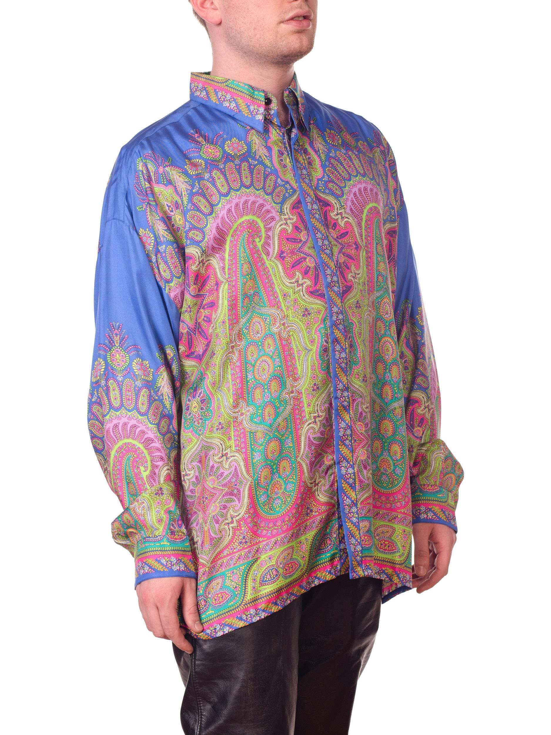 1990S GIANNI VERSACE Men's Silk Paisley Shirt Sz 52 4