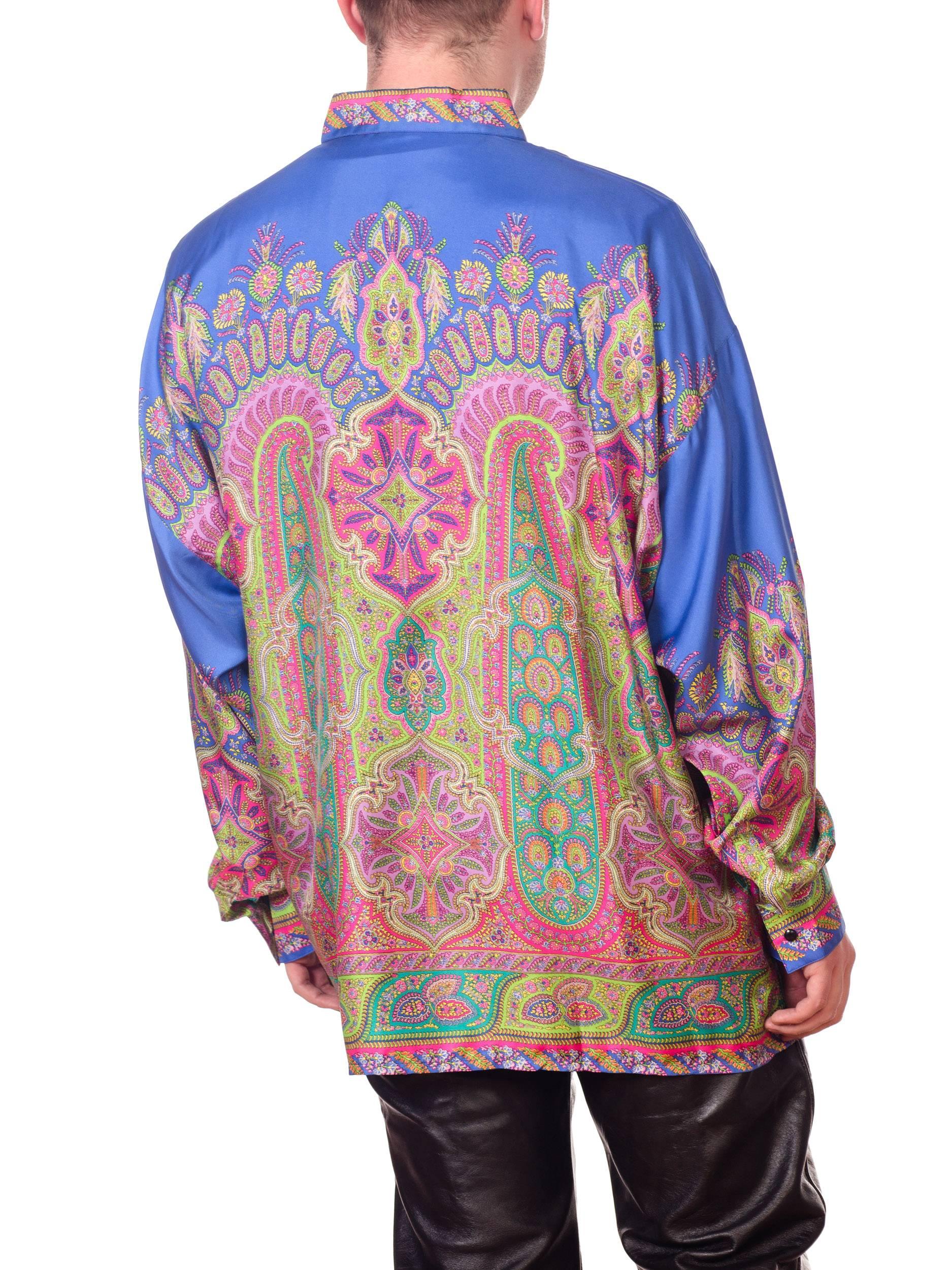 1990S GIANNI VERSACE Men's Silk Paisley Shirt Sz 52 3