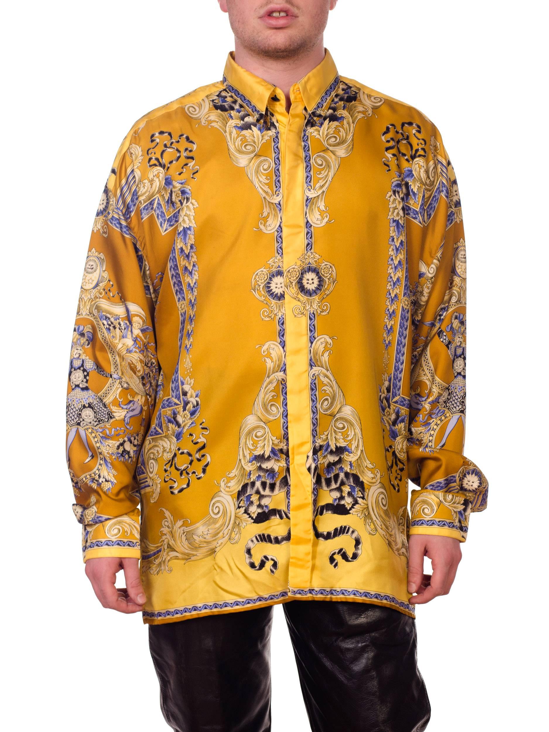 1990s Gianni Versace Men's Silk King Louis Shirt 1