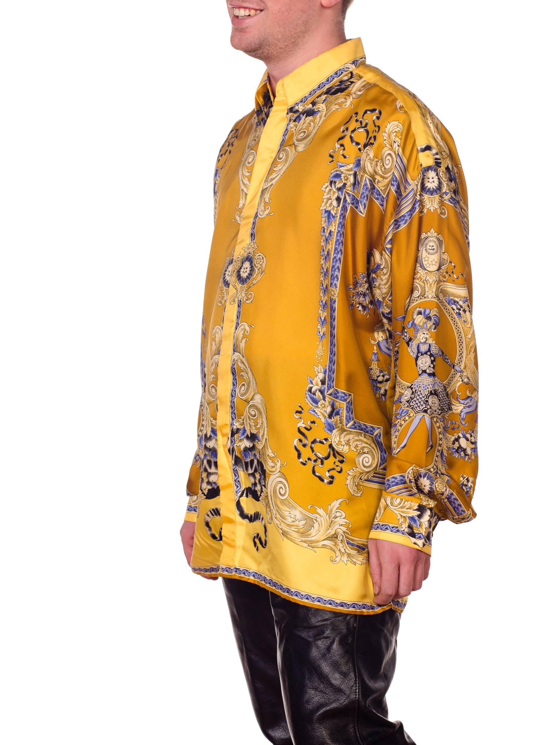 1990s Gianni Versace Men's Silk King Louis Shirt 10