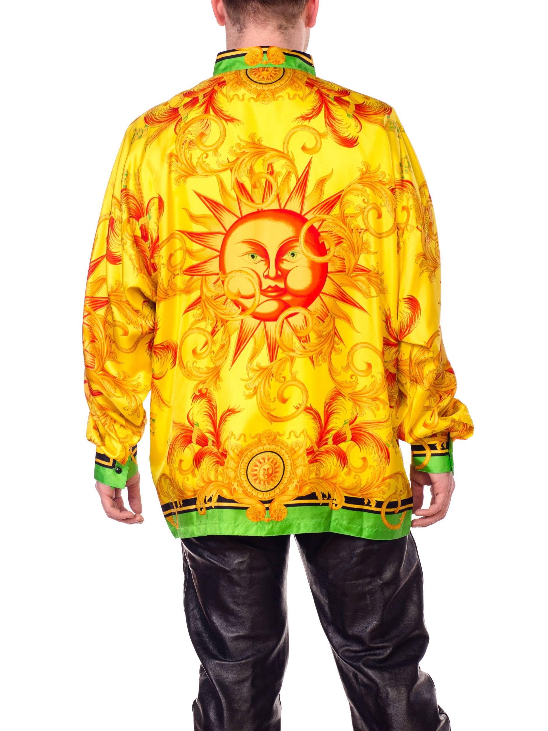 Versace Yellow Baroque Sun Silk Shirt 5