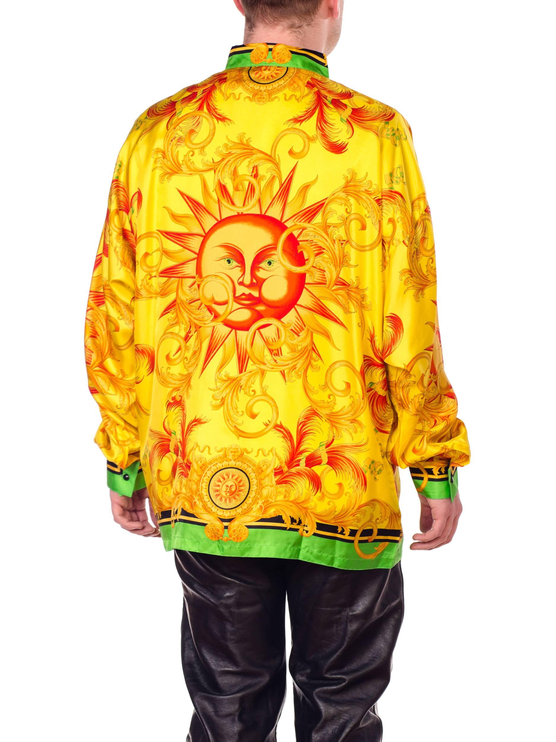 Versace Yellow Baroque Sun Silk Shirt 6