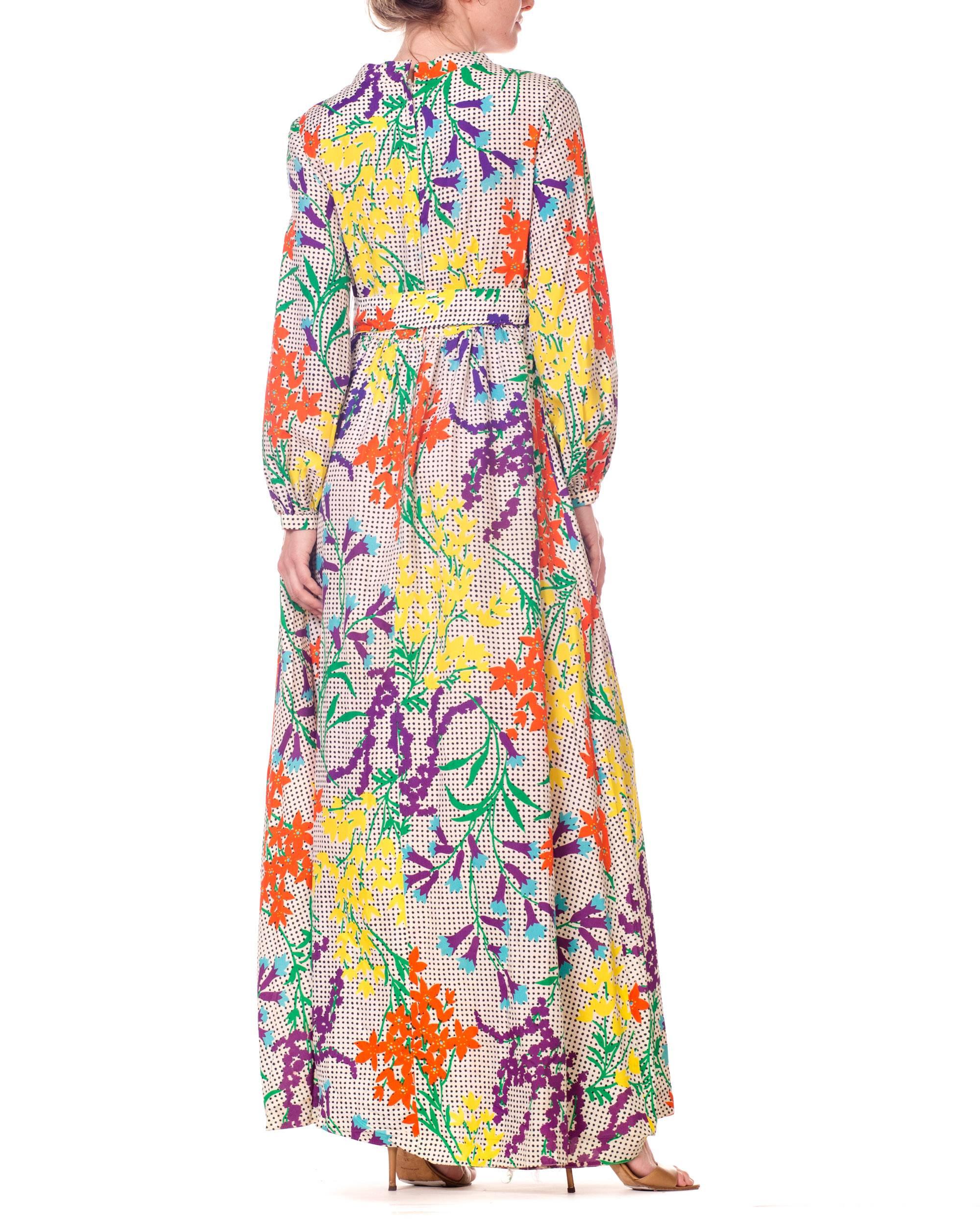 Women's 1970s Bergdorf Goodman Gucci Style MOD Floral Print Boho Maxi Dress