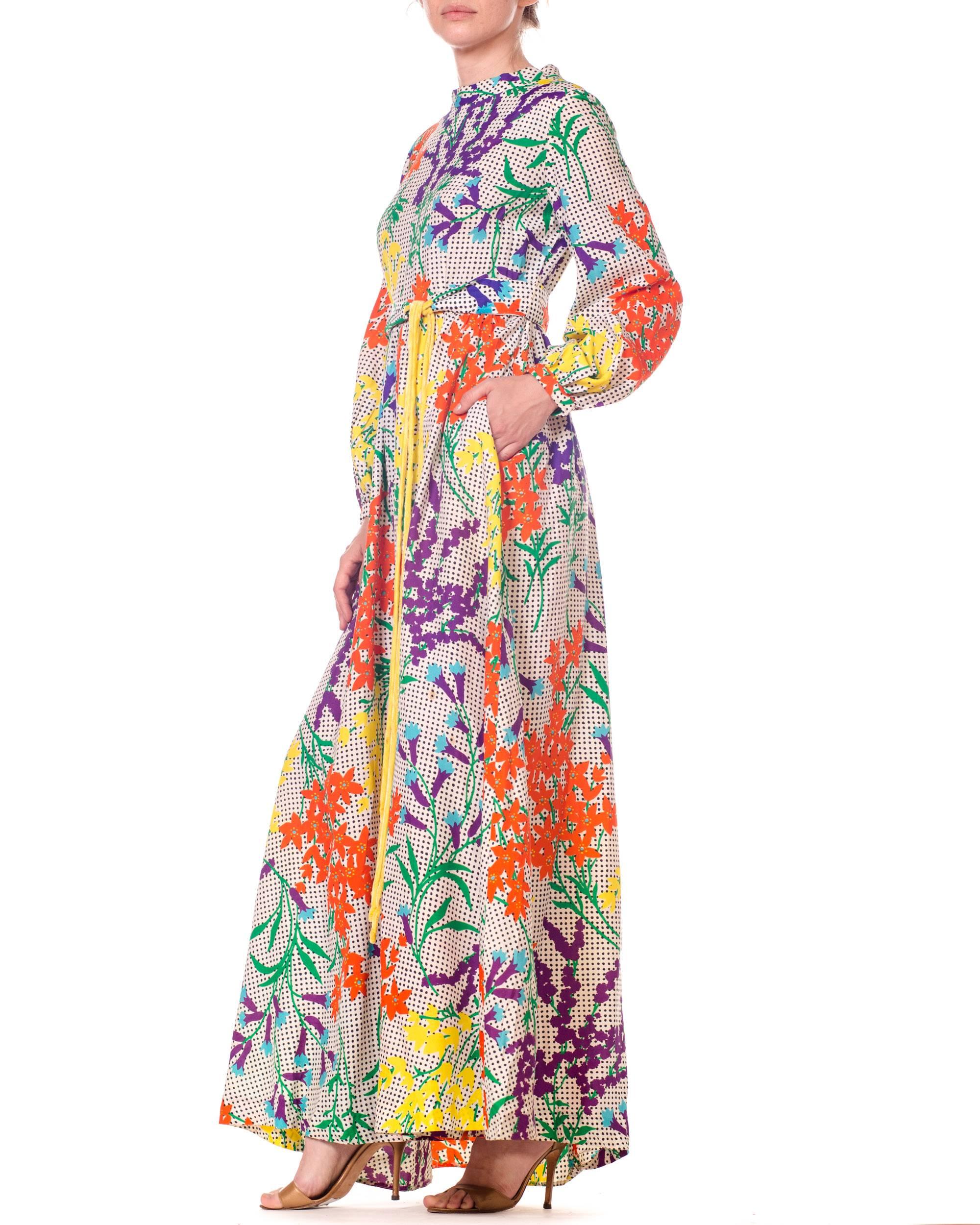 1970s Bergdorf Goodman Gucci Style MOD Floral Print Boho Maxi Dress 1