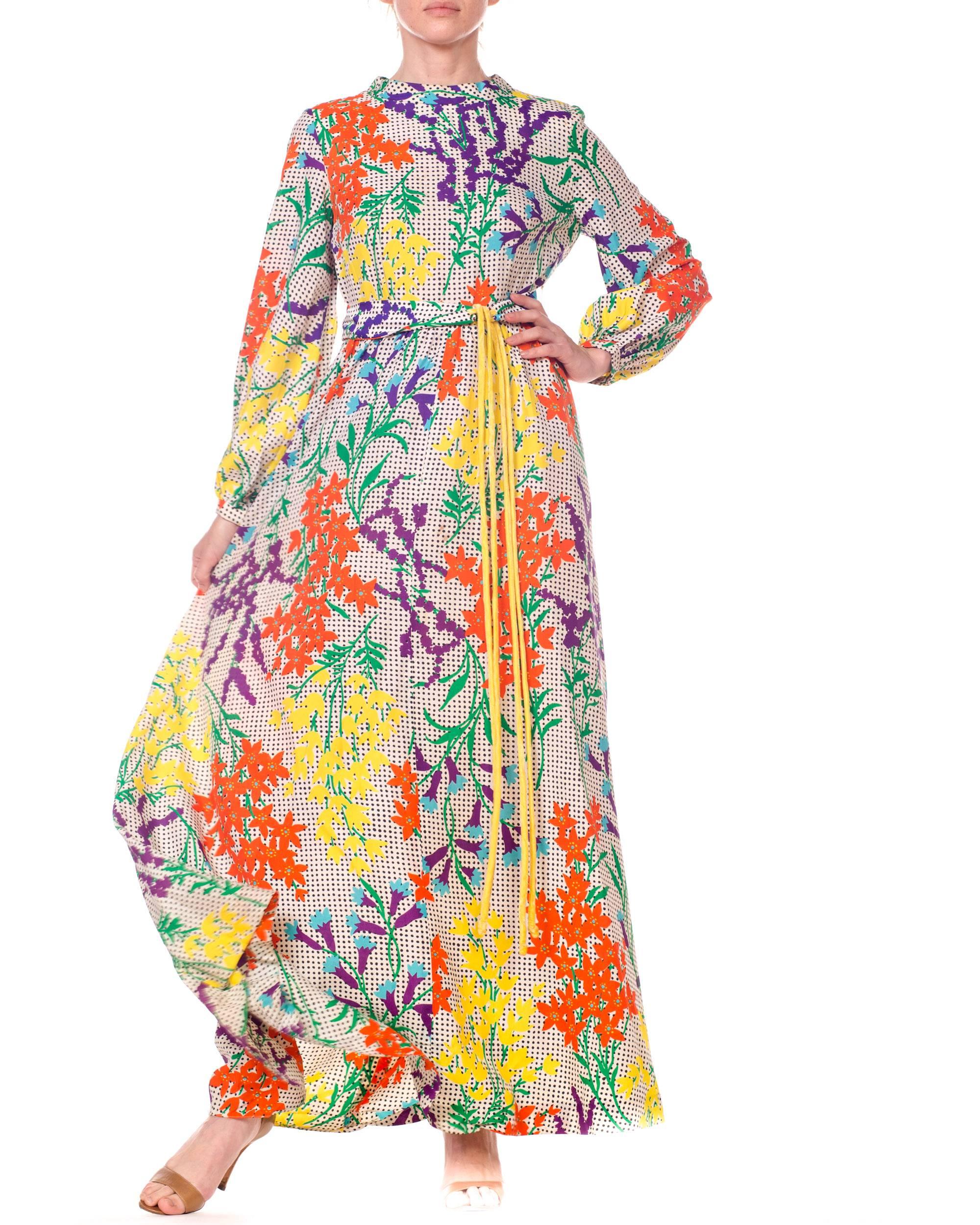 1970s Bergdorf Goodman Gucci Style MOD Floral Print Boho Maxi Dress 3
