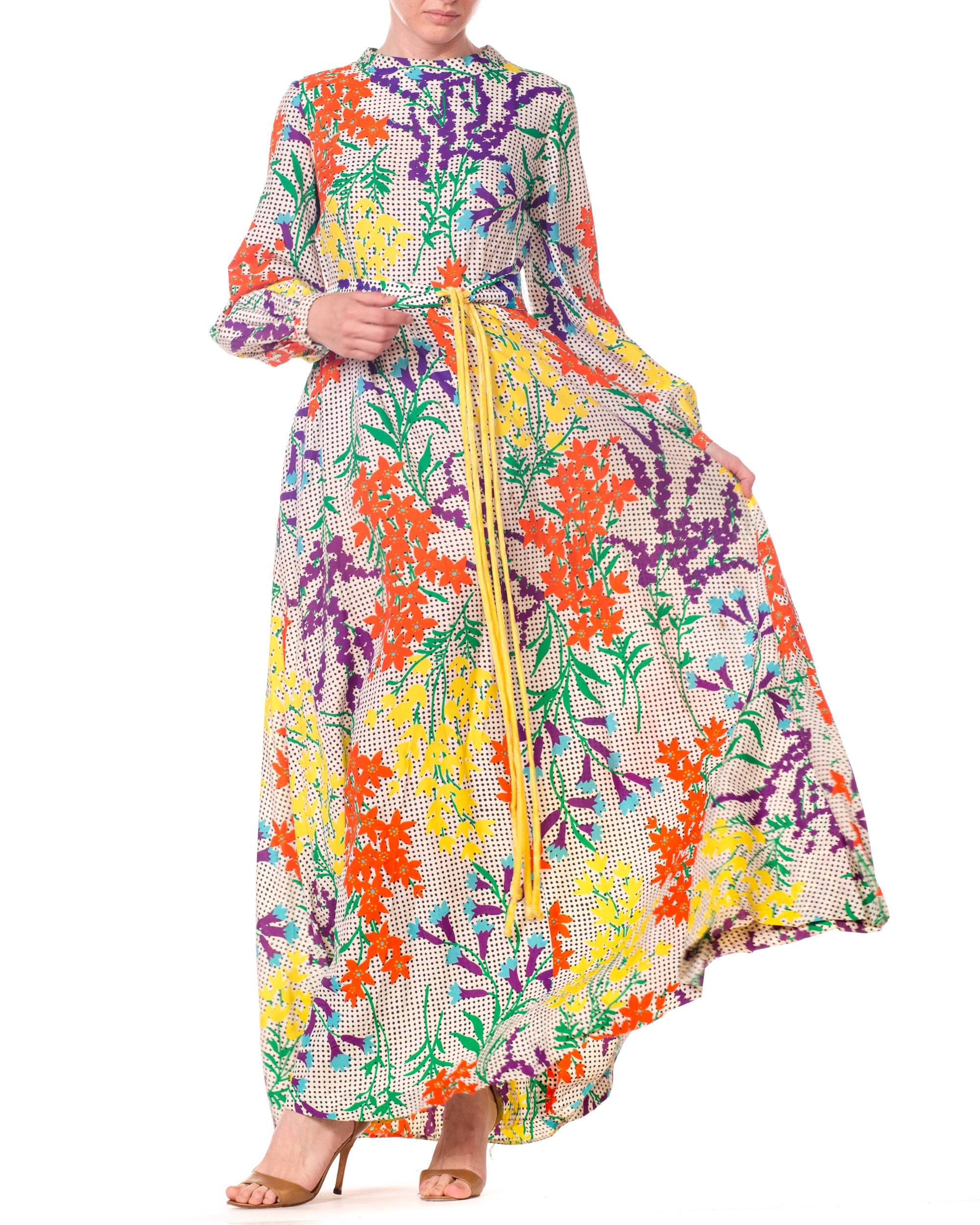 1970s Bergdorf Goodman Gucci Style MOD Floral Print Boho Maxi Dress 4