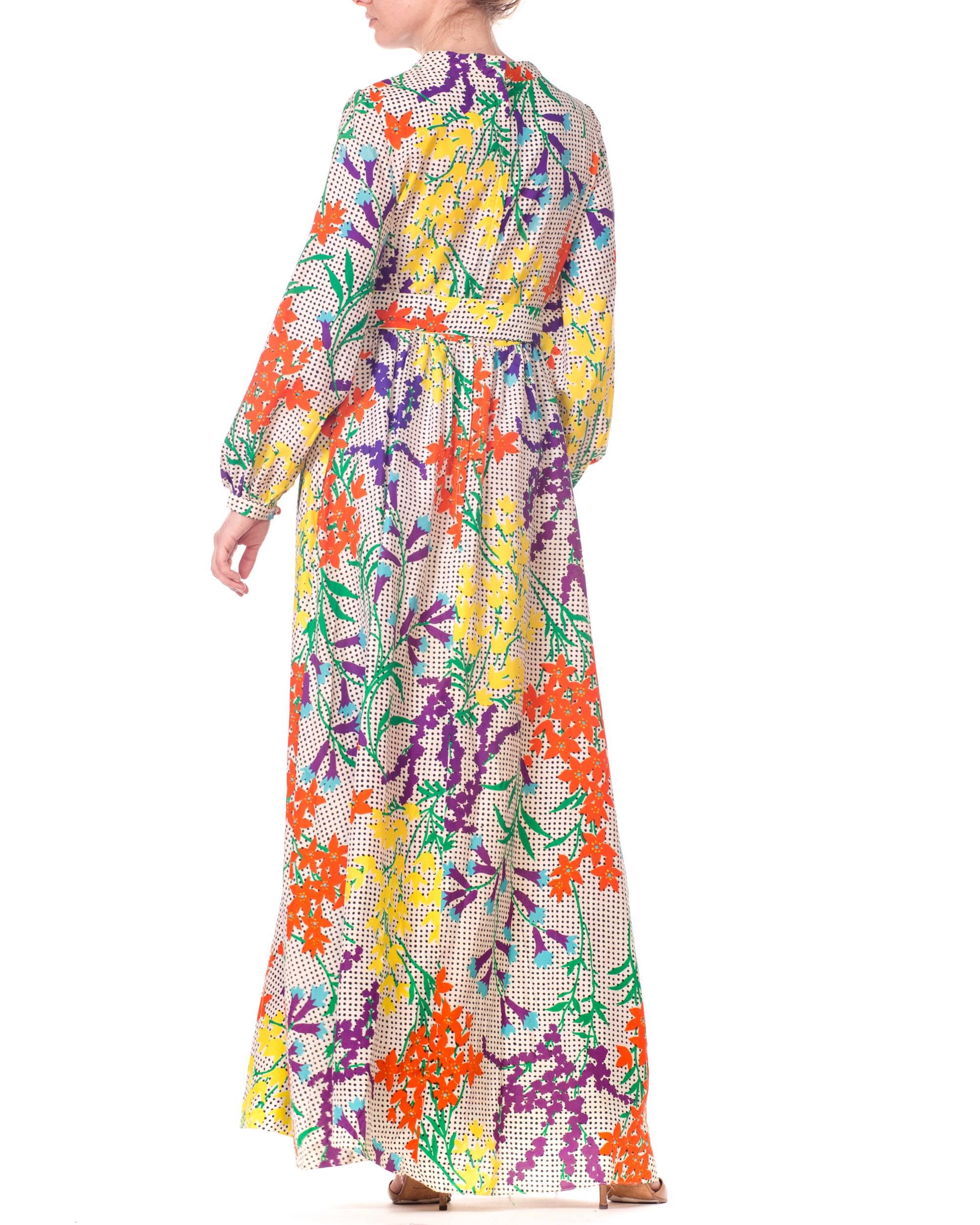 1970s Bergdorf Goodman Gucci Style MOD Floral Print Boho Maxi Dress 5