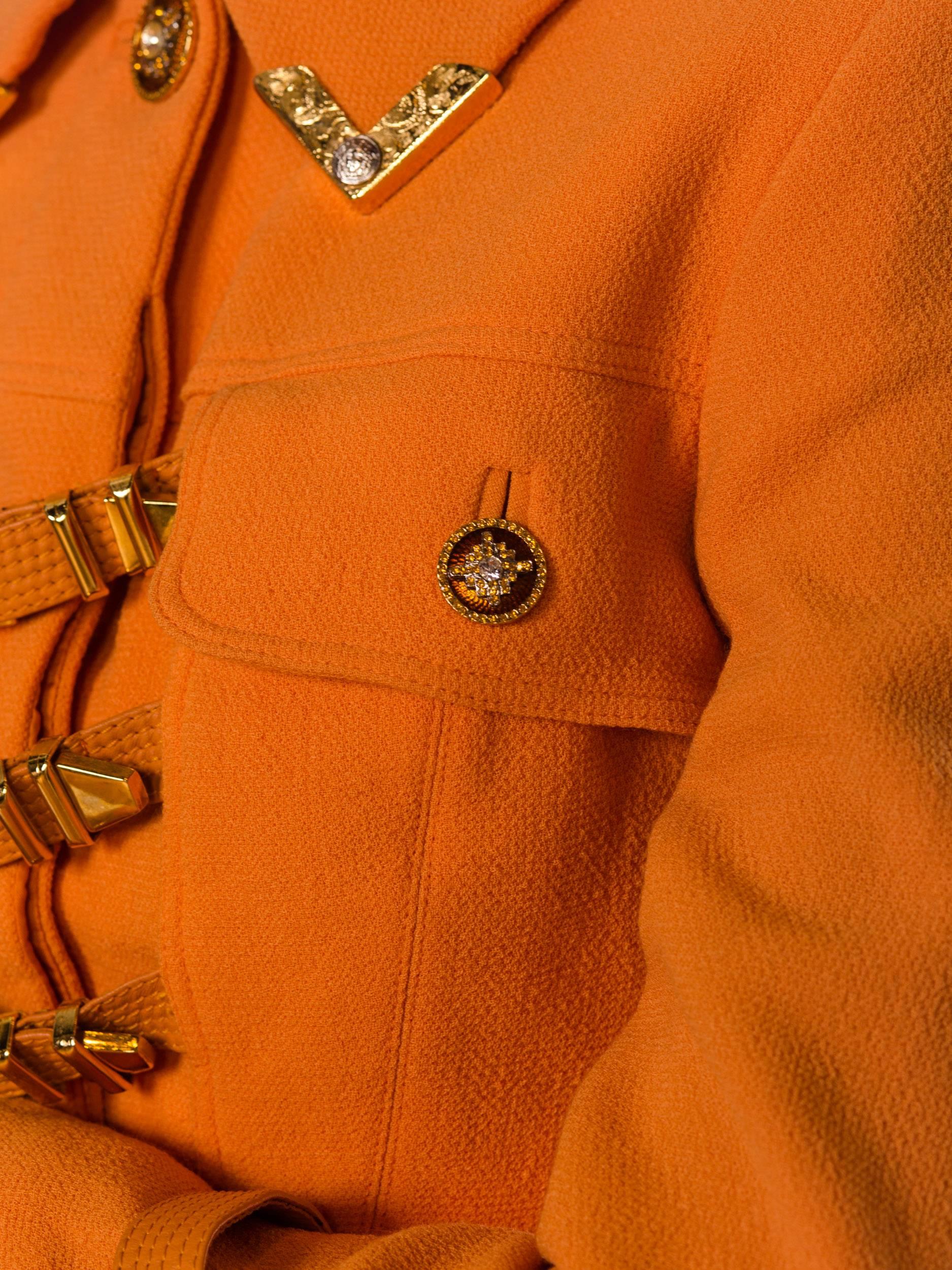 Gianni Versace Couture Tangerine Buckle Suit, 1990s  4