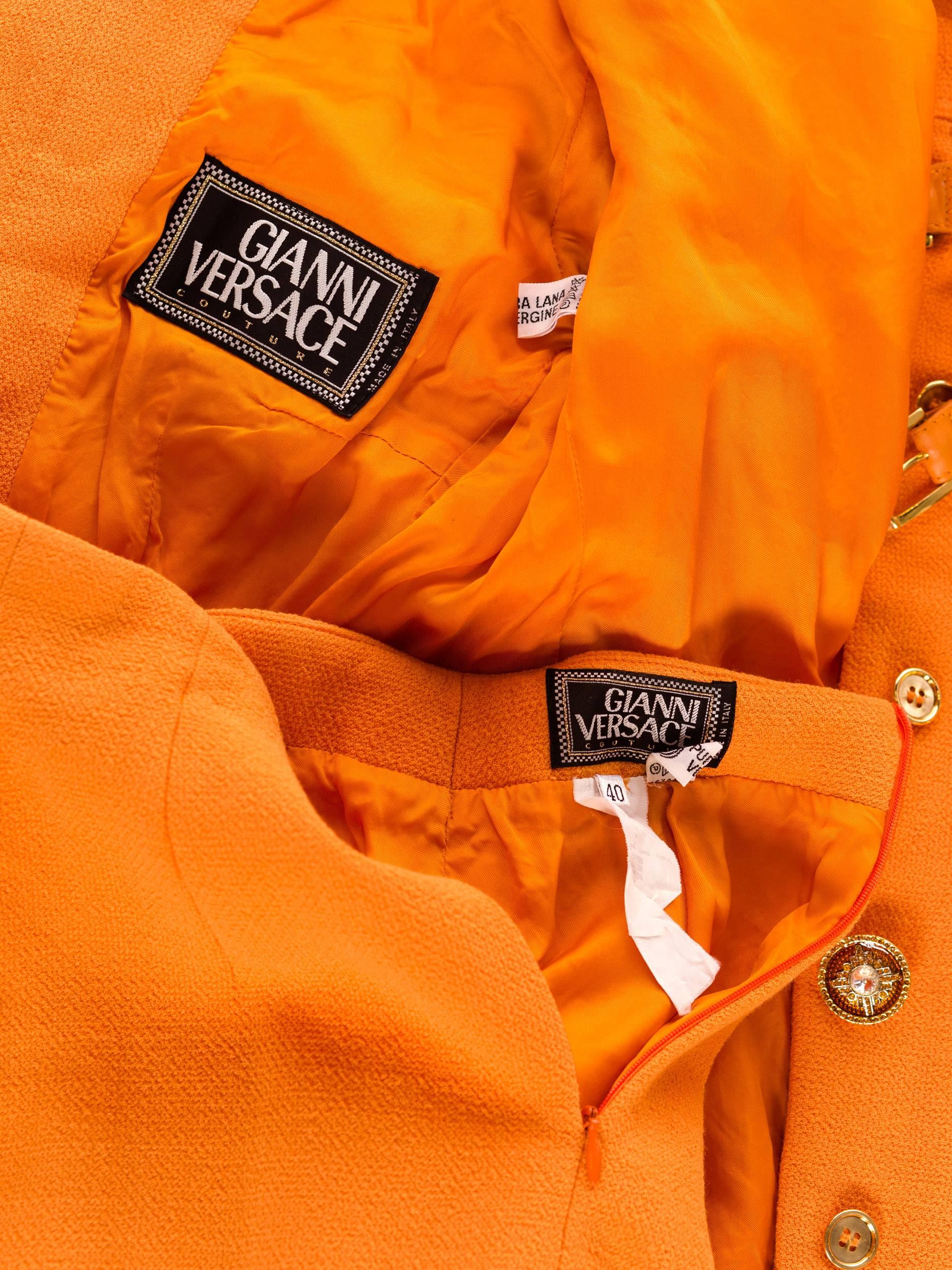 Gianni Versace Couture Tangerine Buckle Suit, 1990s  7