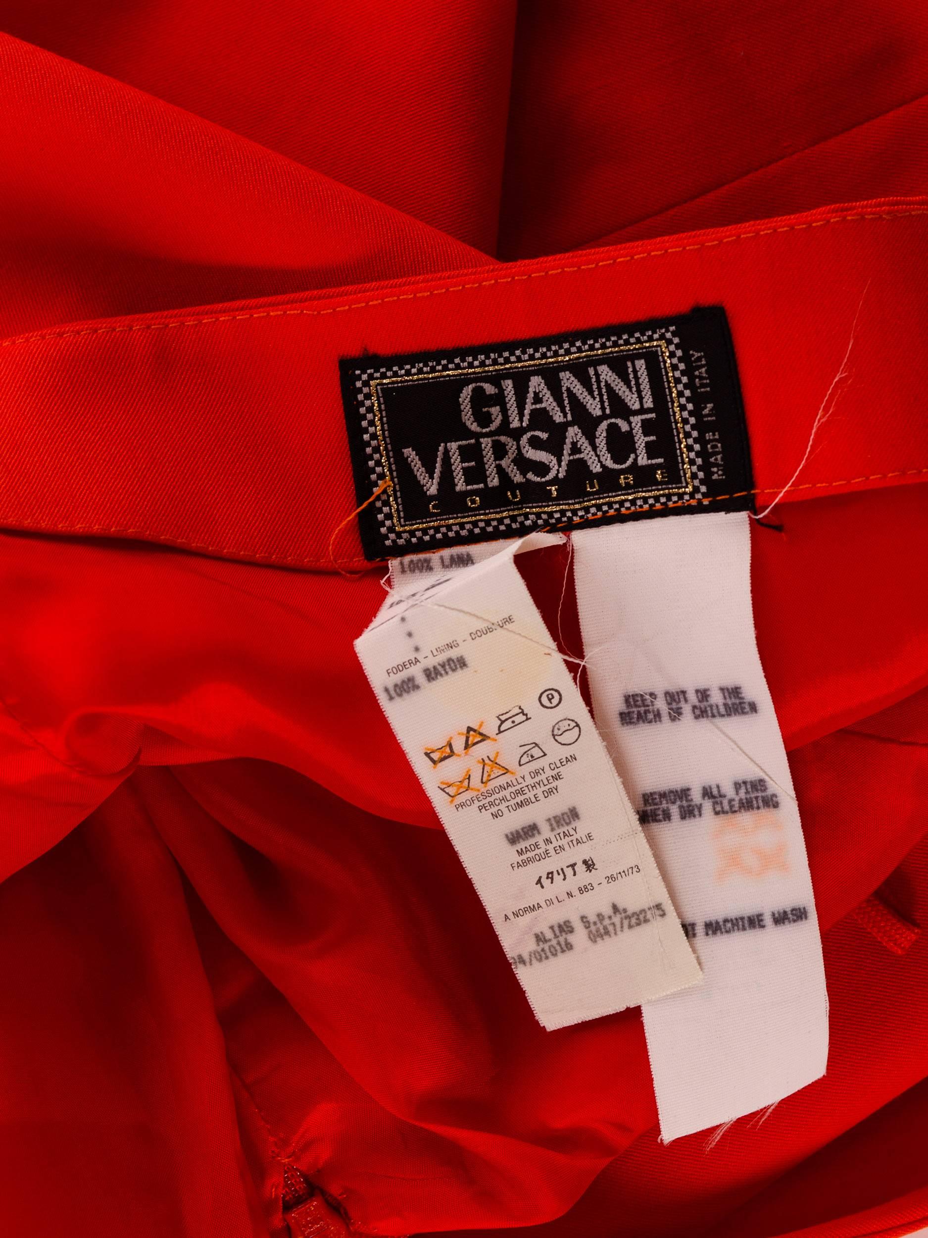 Gianni Versace 1990s Punk Collection Orange Safety Pin Skirt 4