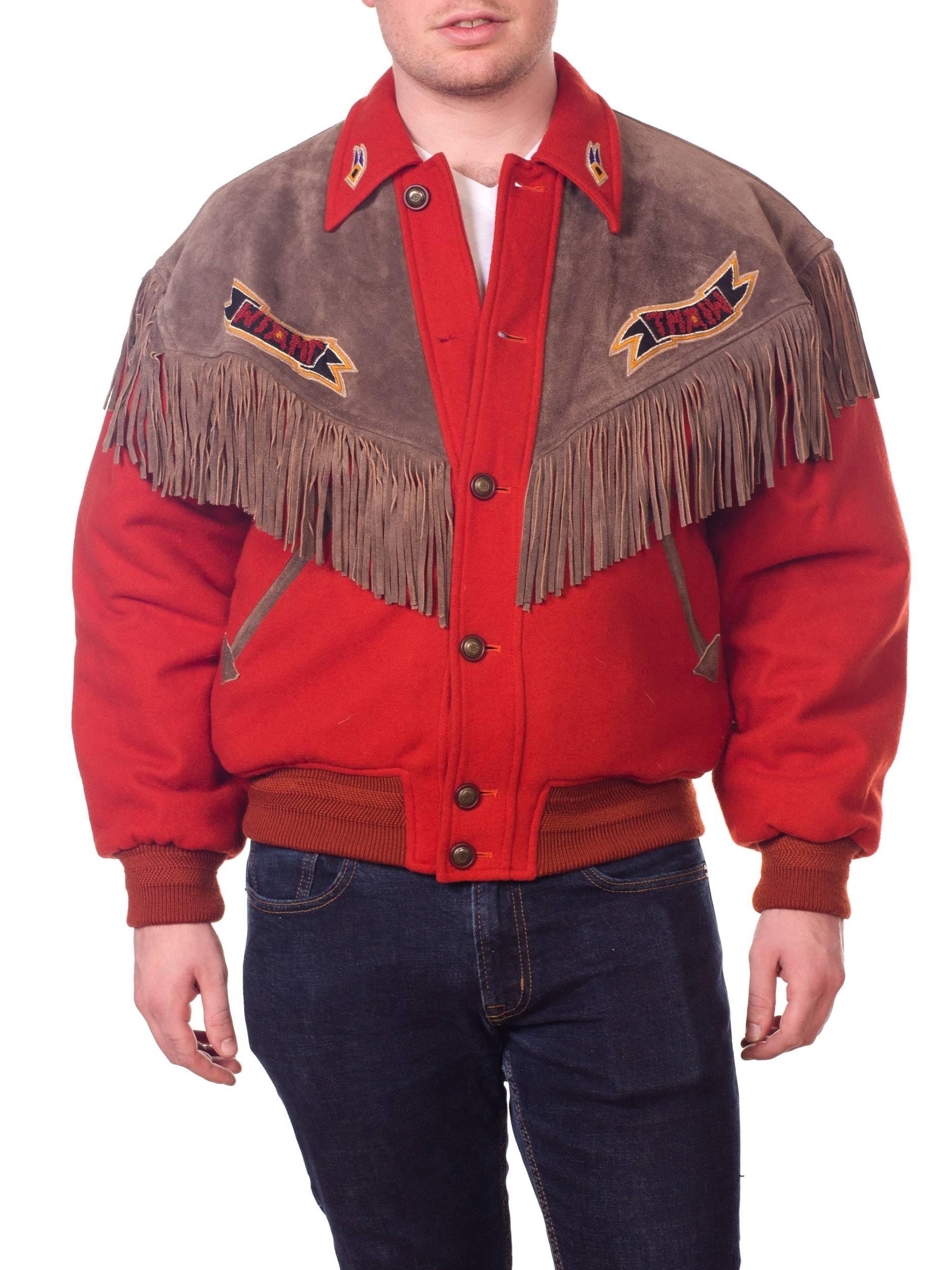 Kansai Yamamoto Burnt Orange Wool Jacket With Leather Fringe Details In Excellent Condition In New York, NY