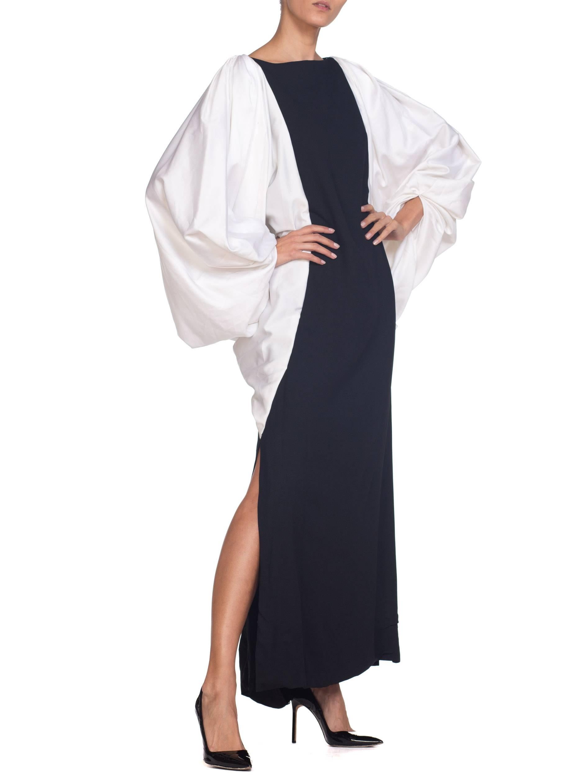 1980s Richilene Giant Baloon Sleeve Gown with Slit 2