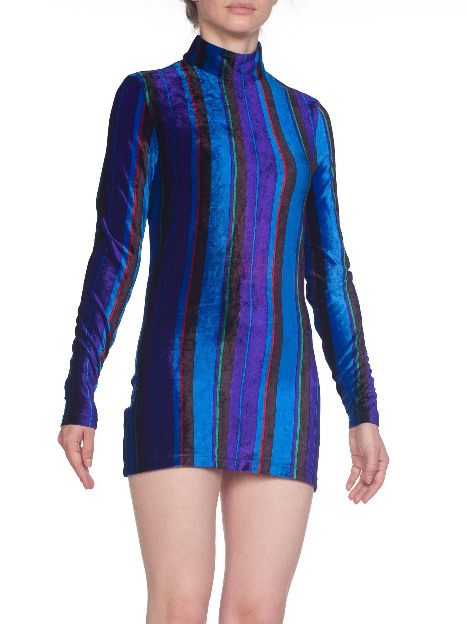 Gianni Versace Striped Stretch Velvet Dress, 1990s  In Excellent Condition In New York, NY