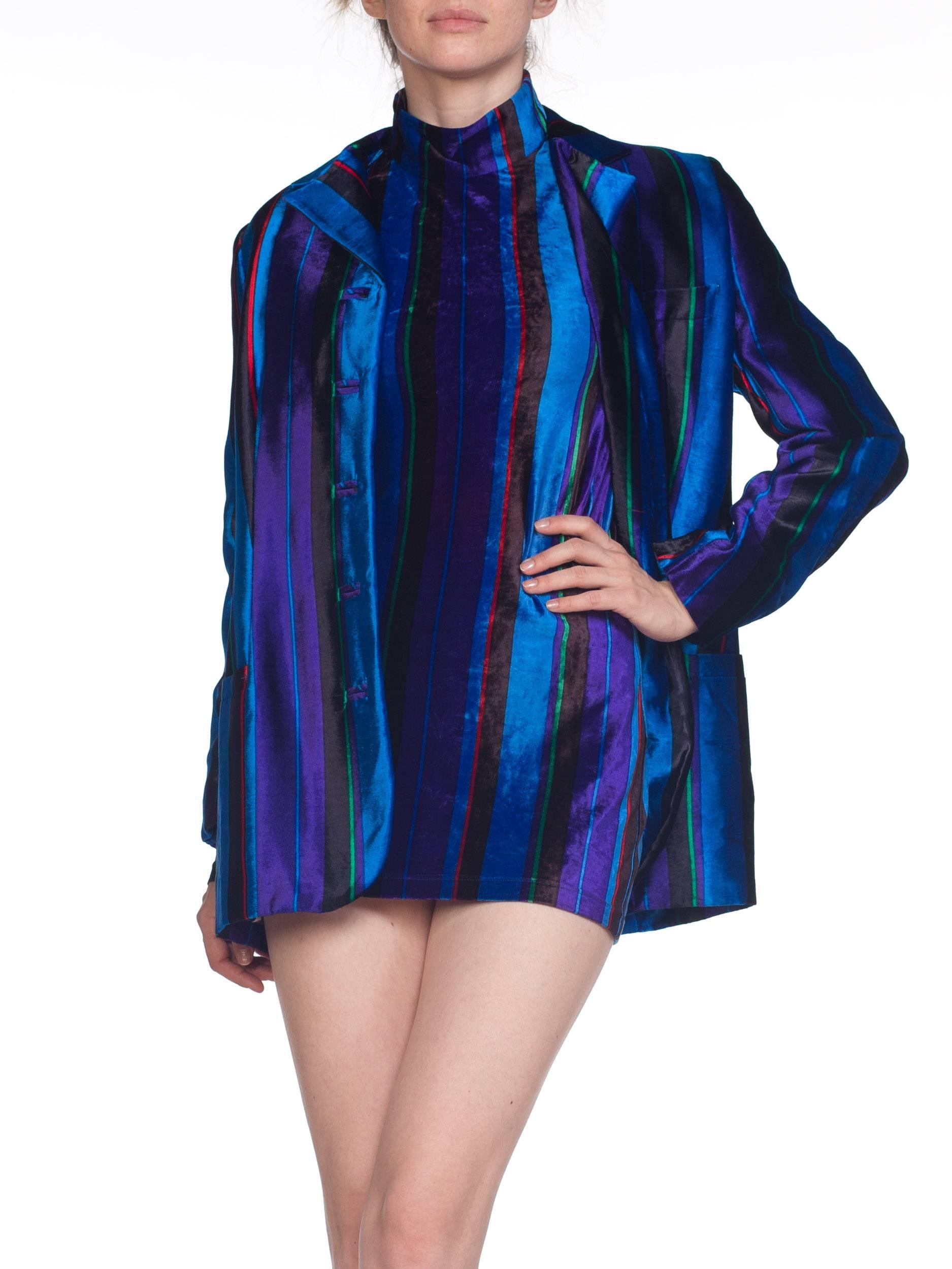 Gianni Versace Striped Stretch Velvet Dress, 1990s  13