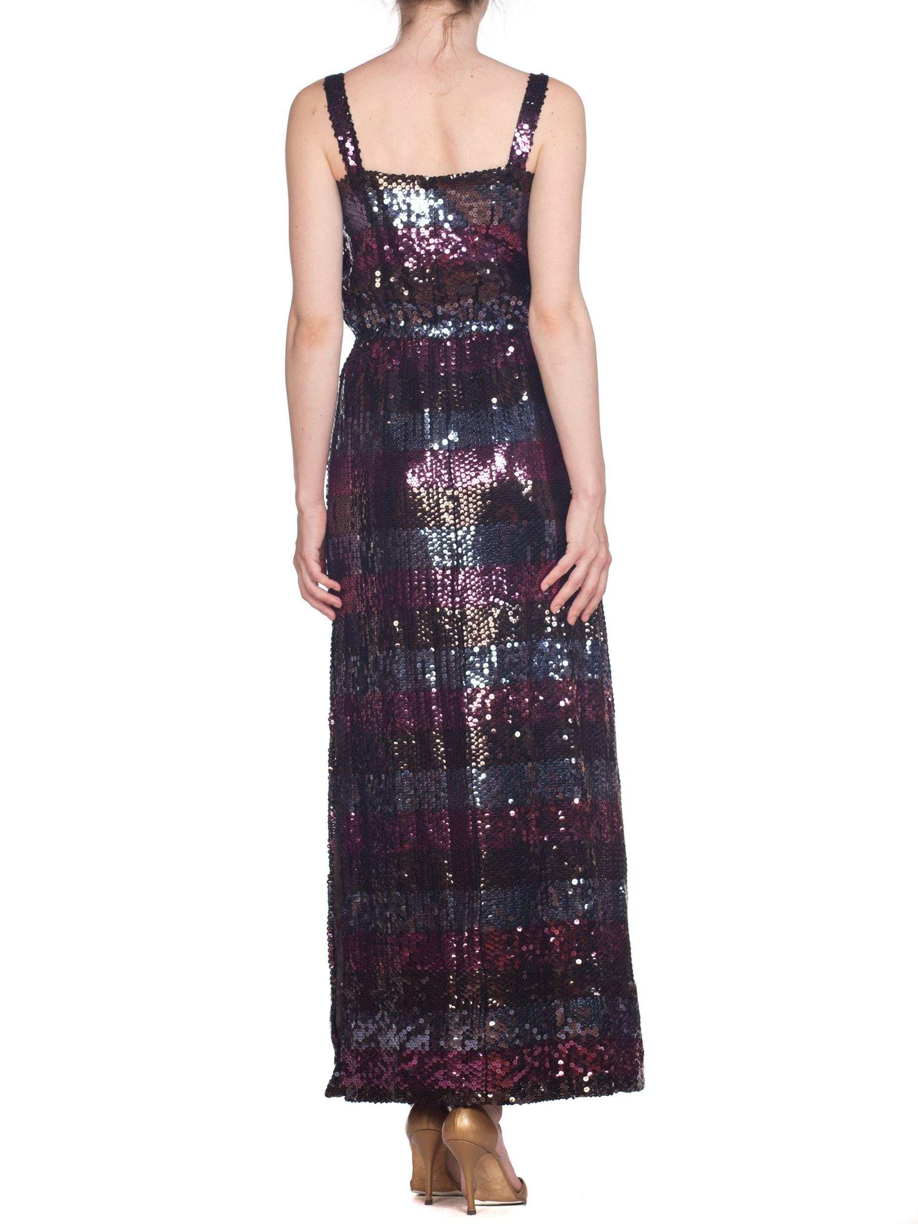 1970s Striped Sequin Disco Gown with Slit 4