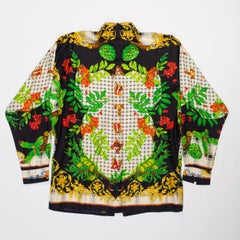 1990S GIANNI VERSACE Silk Men's Istante Autumnal Baroque Print Shirt Sz 48