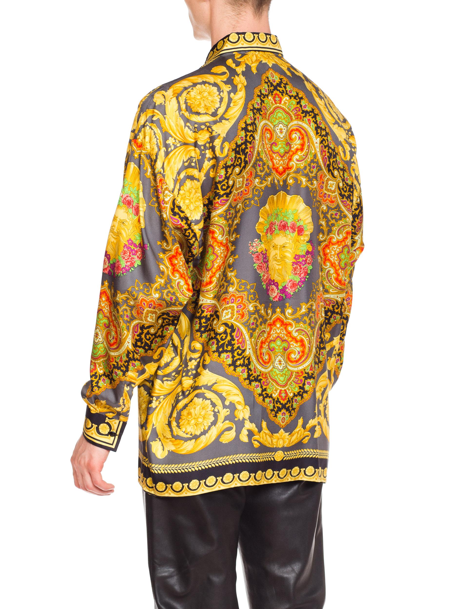 Women's or Men's Gianni Versace Men's Baroque Silk Paisley Shirt, 1990s