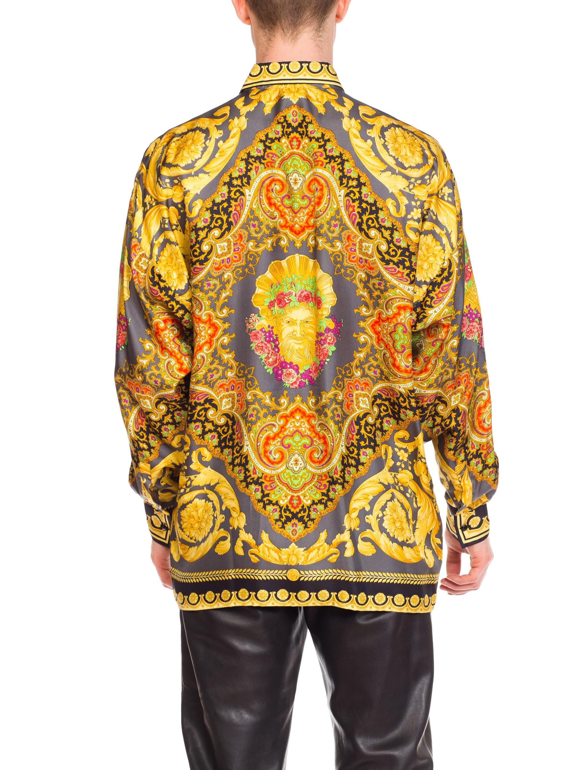 Gianni Versace Men's Baroque Silk Paisley Shirt, 1990s  1
