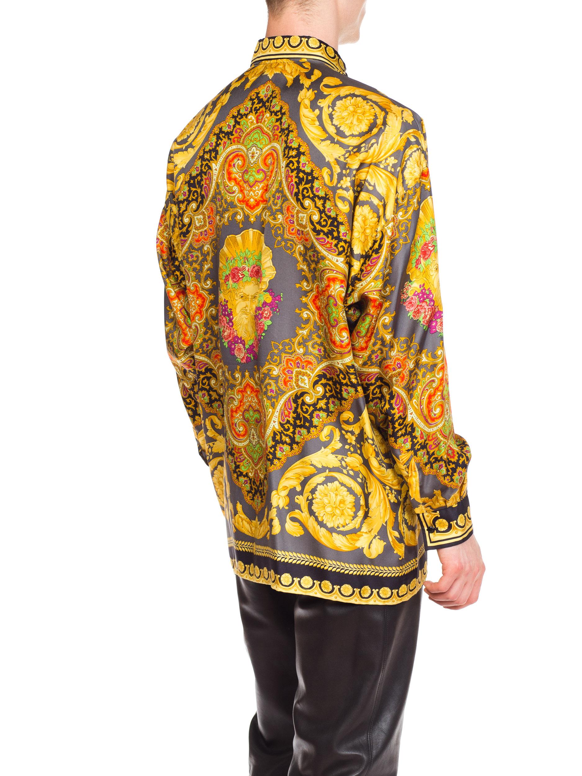 Gianni Versace Men's Baroque Silk Paisley Shirt, 1990s  2