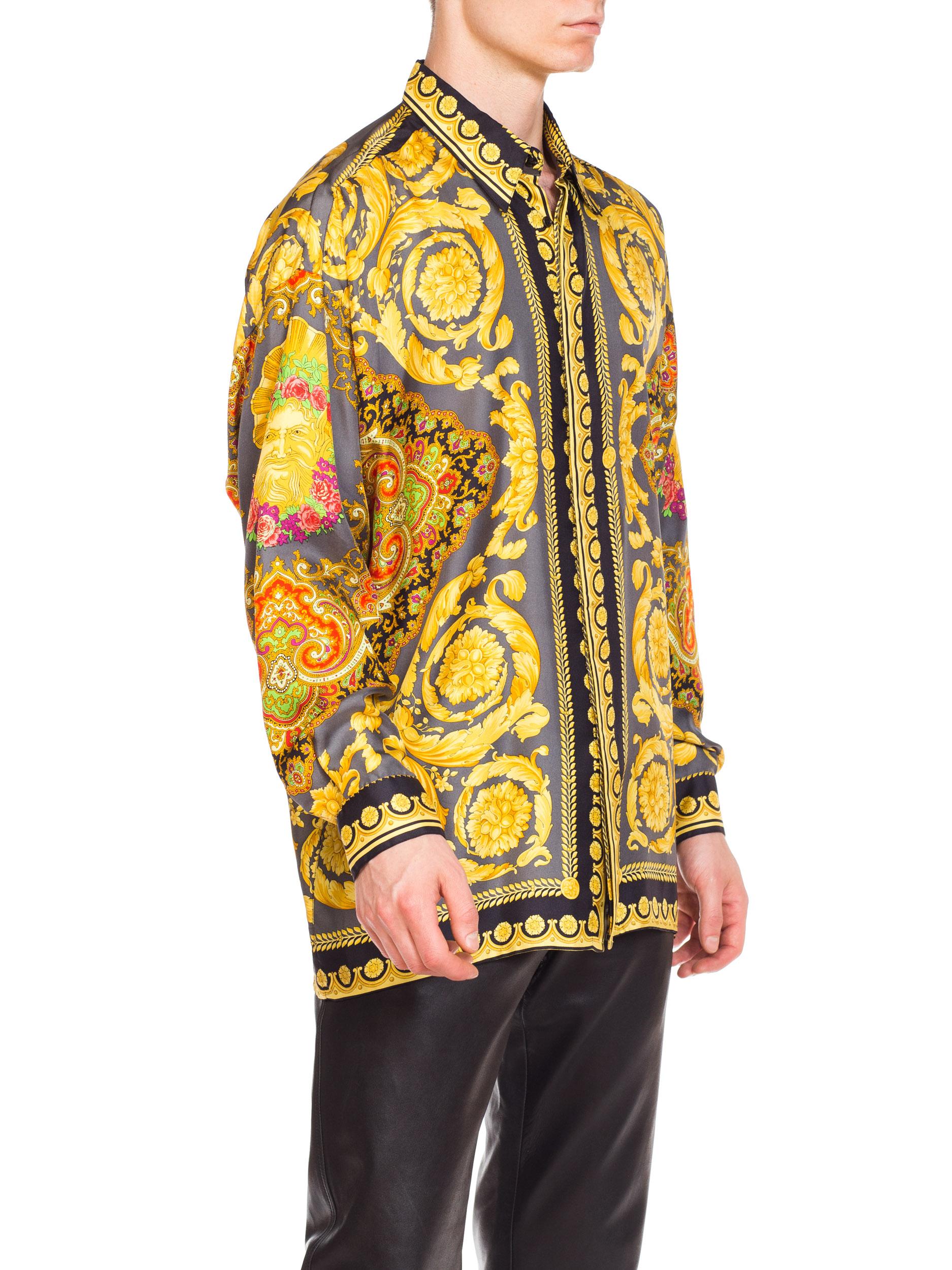 Gianni Versace Men's Baroque Silk Paisley Shirt, 1990s  4