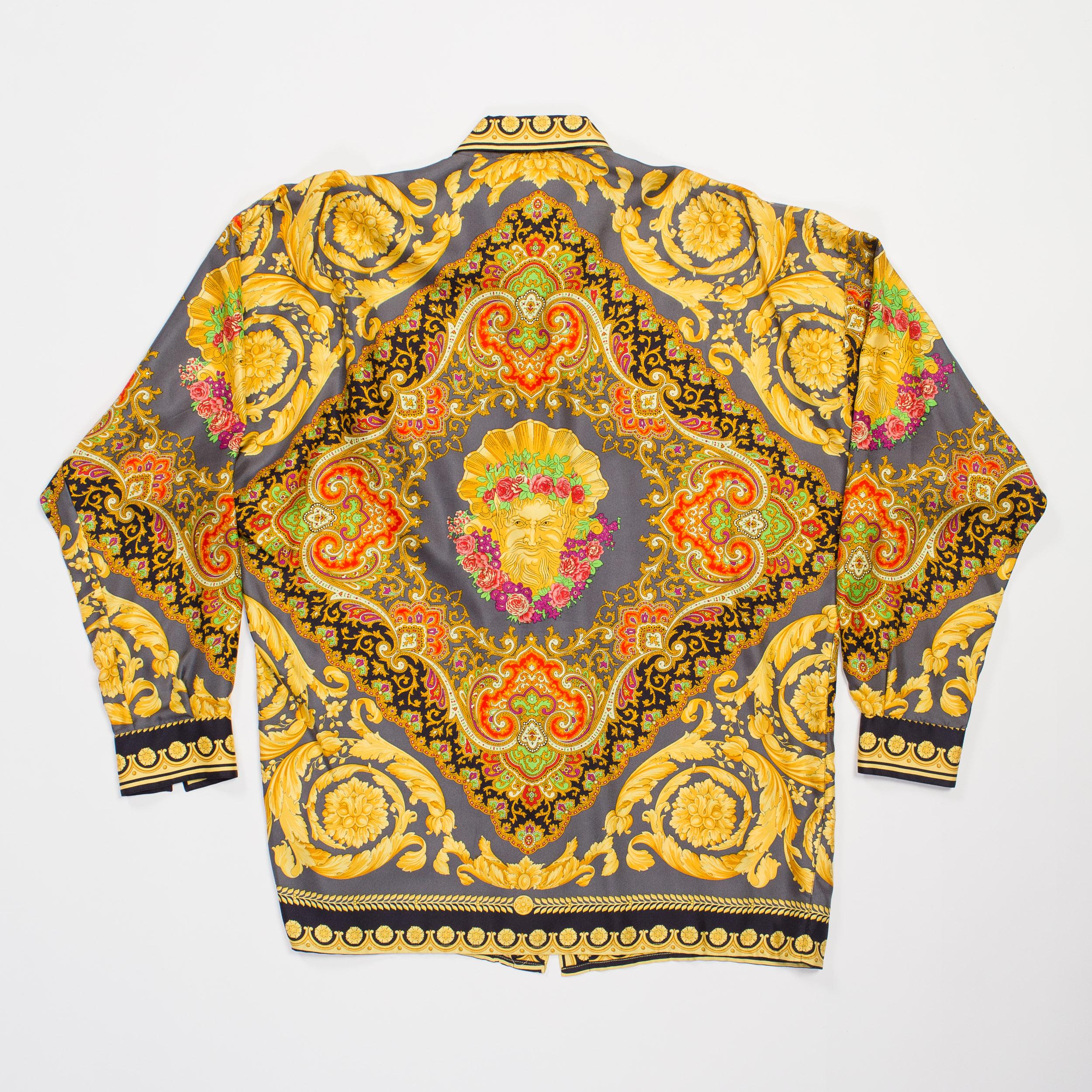 Gianni Versace Men's Baroque Silk Paisley Shirt, 1990s  5