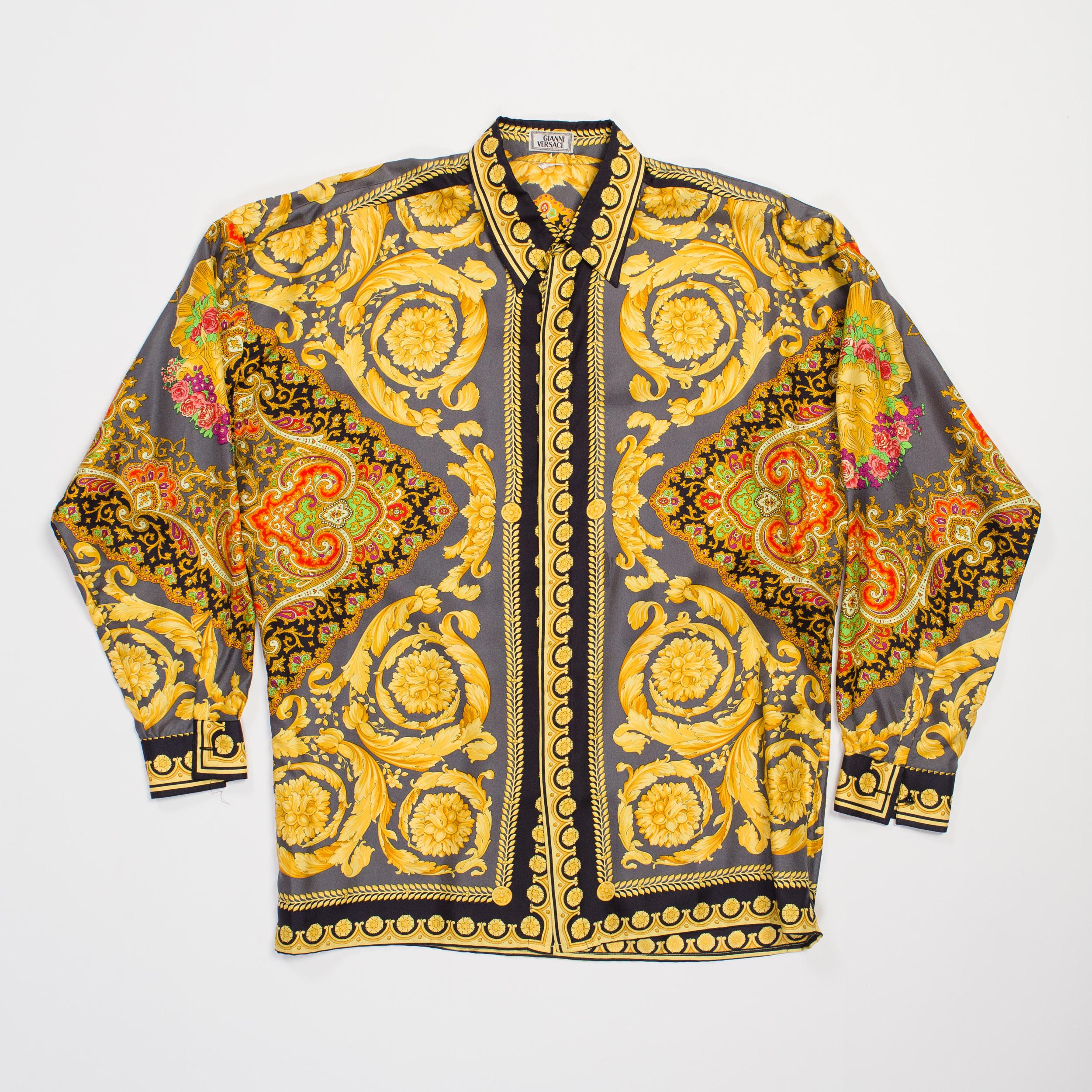 Gianni Versace Men's Baroque Silk Paisley Shirt, 1990s  6