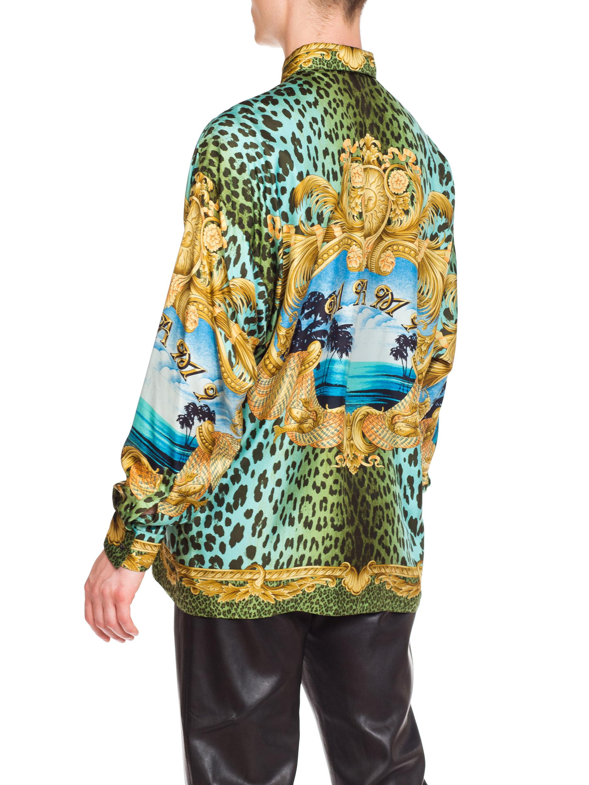 Gianni Versace Miami Leopard Baroque Silk Shirt, 1990s  1
