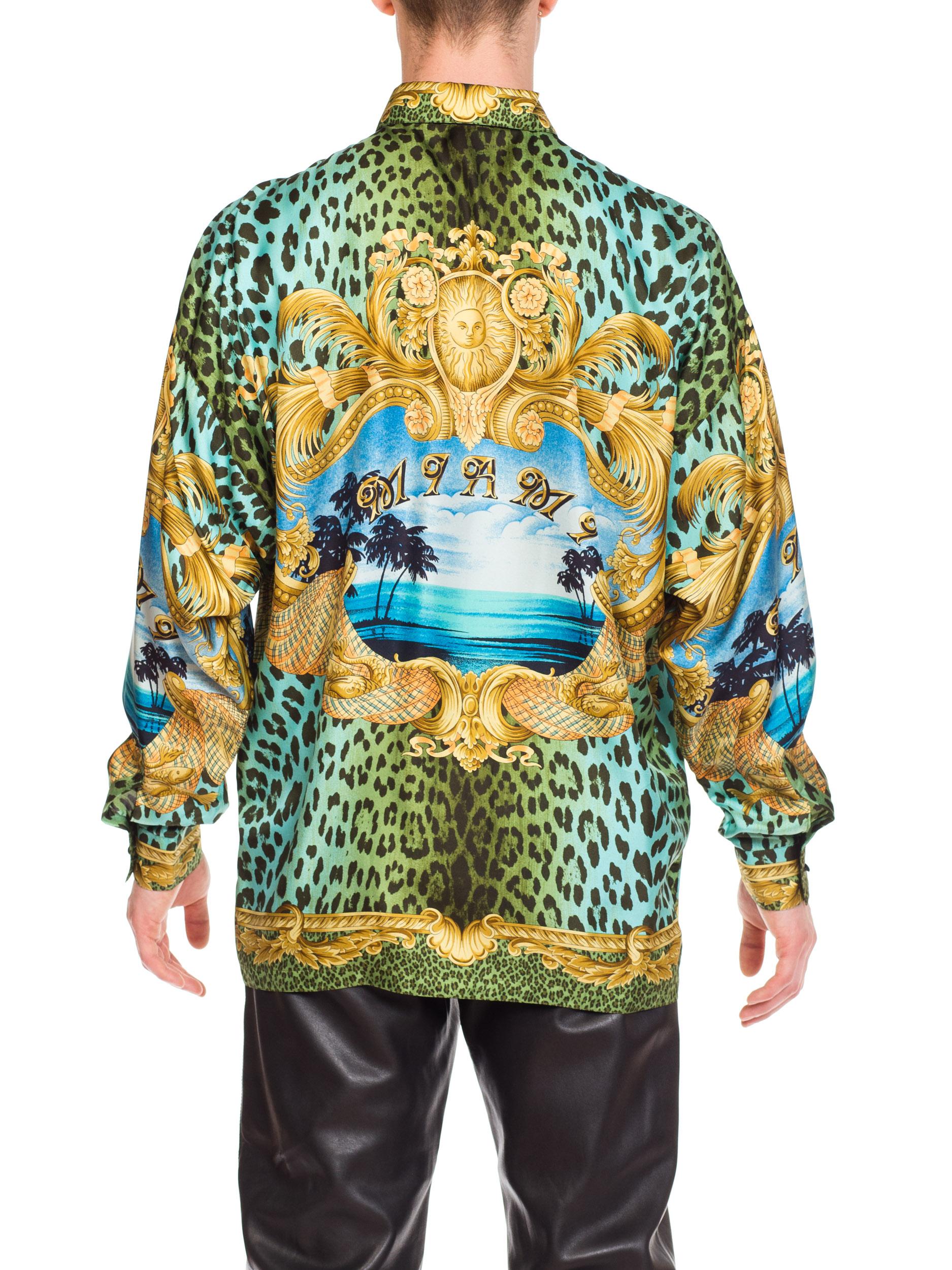 Gianni Versace Miami Leopard Baroque Silk Shirt, 1990s  2
