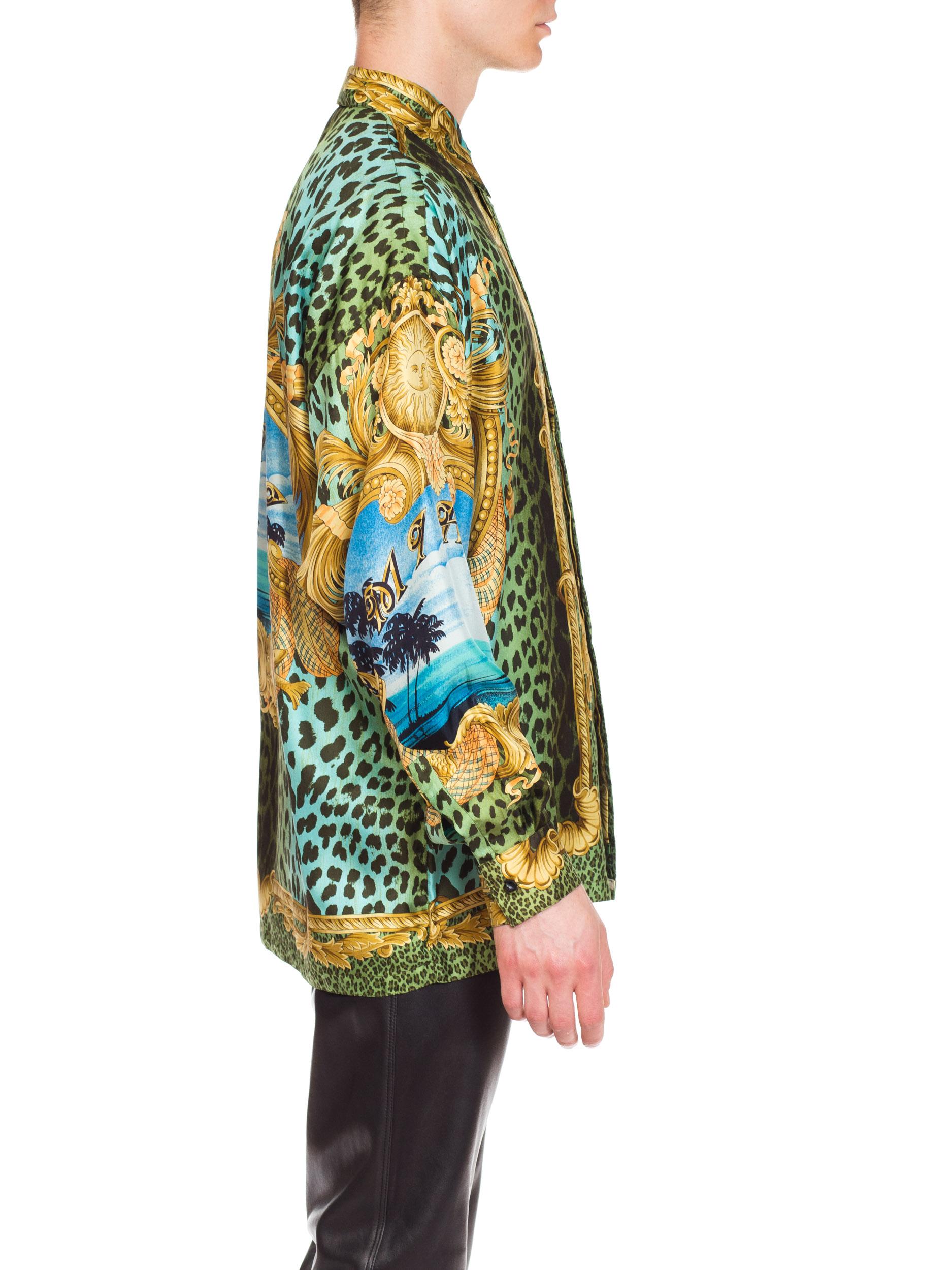 Gianni Versace Miami Leopard Baroque Silk Shirt, 1990s  5