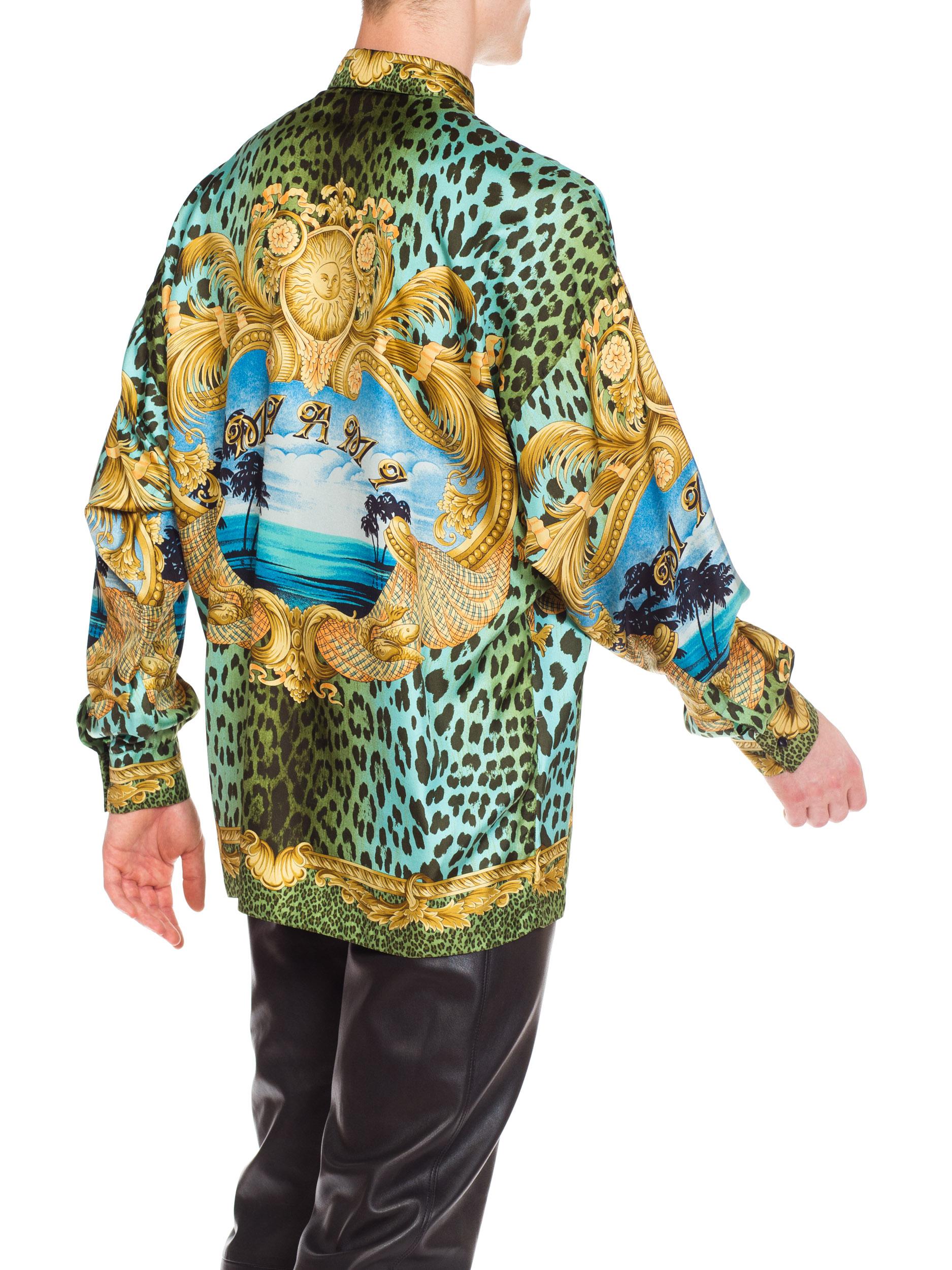 Gianni Versace Miami Leopard Baroque Silk Shirt, 1990s  4