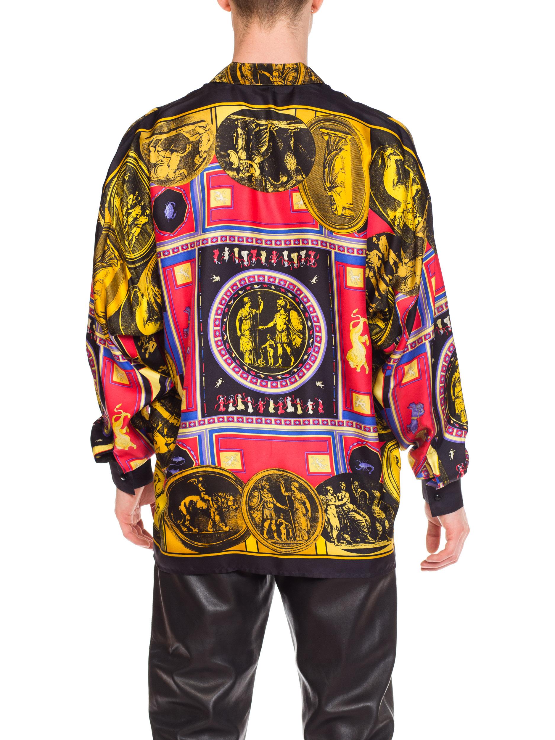 1990S GIANNI VERSACE Silk Men's Istante Printed Julius Caesar Shirt 3