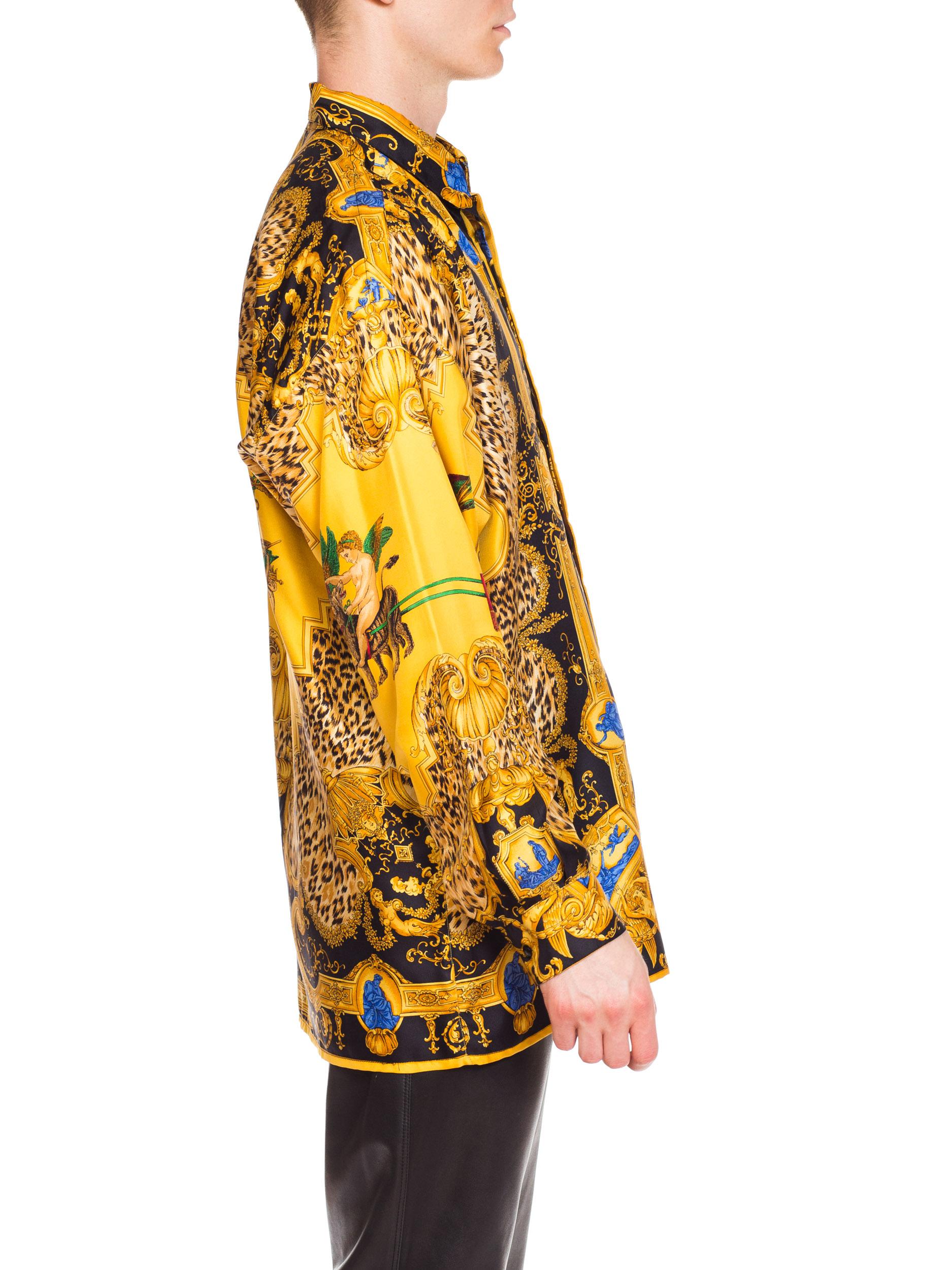 1990s Gianni Versace Leopard Baroque Printed Silk Shirt  6