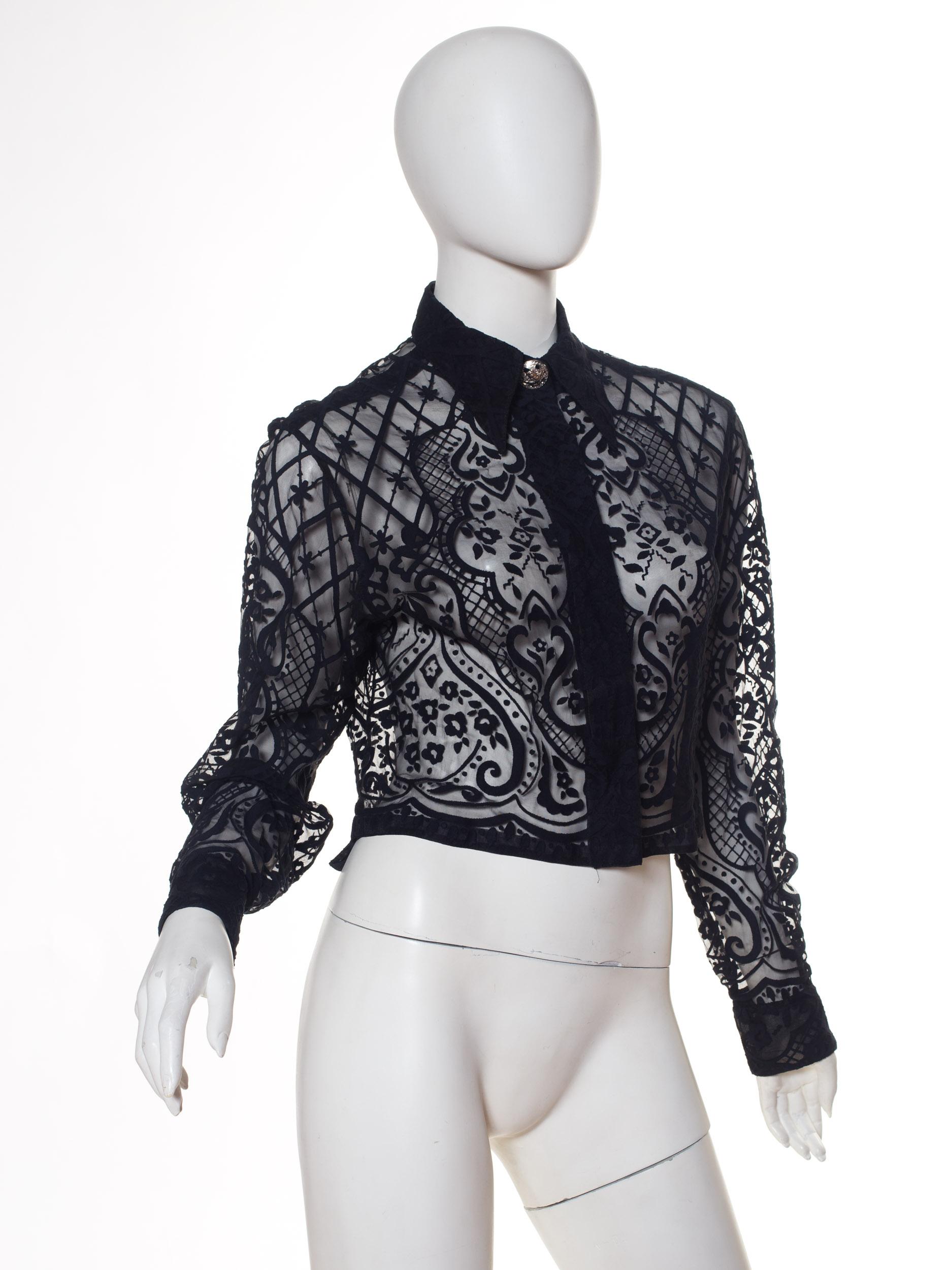 1990s Gianni Versace Sheer Baroque Blouse 11