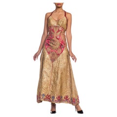 MORPHEW ATELIER Crystal & Snakeskin Trimmed Gown Made From Antique Victorian Si
