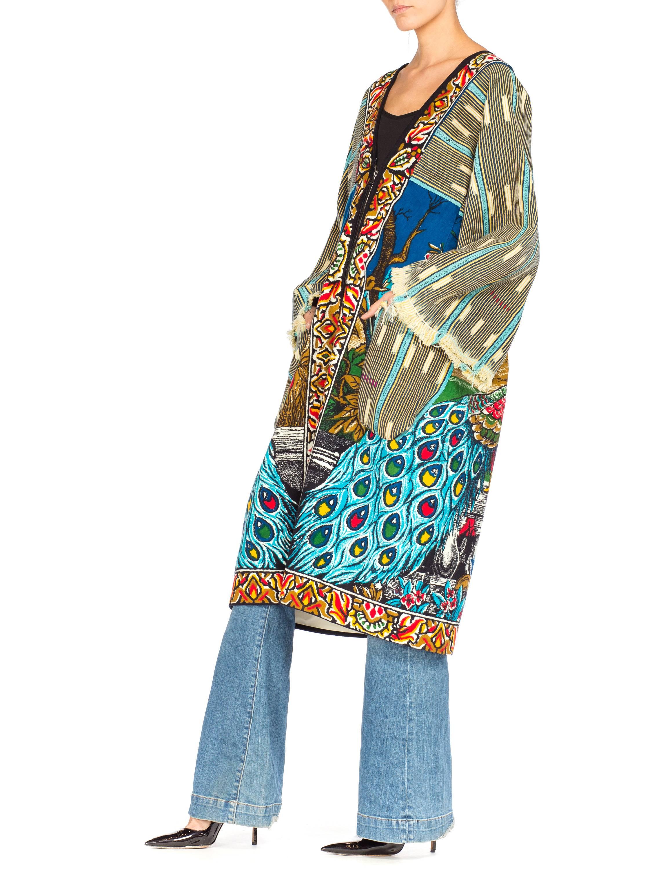 Gray African indigo peacock tapestry duster one size