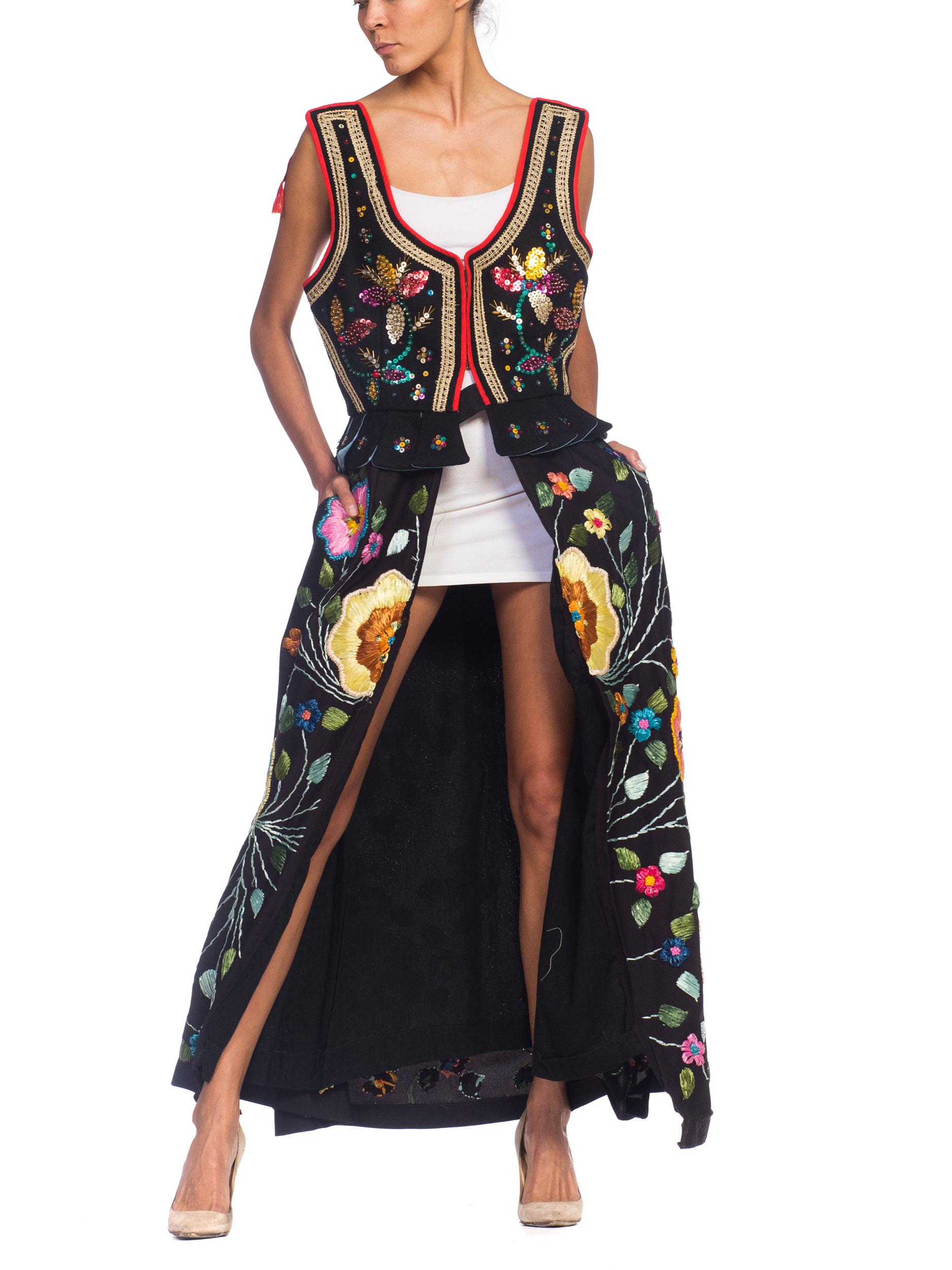 MORPHEW COLLECTION Beaded & Hand Embroidered Raffia Duster Vest 5