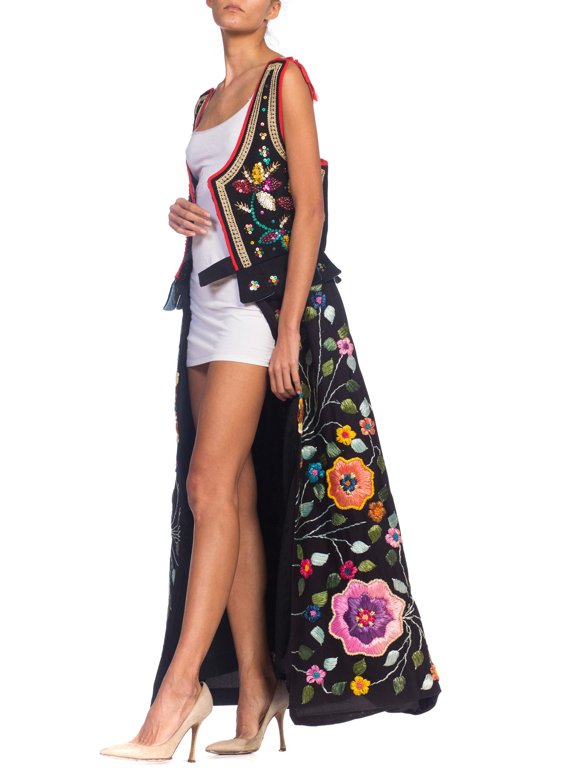 MORPHEW COLLECTION Beaded & Hand Embroidered Raffia Duster Vest 9