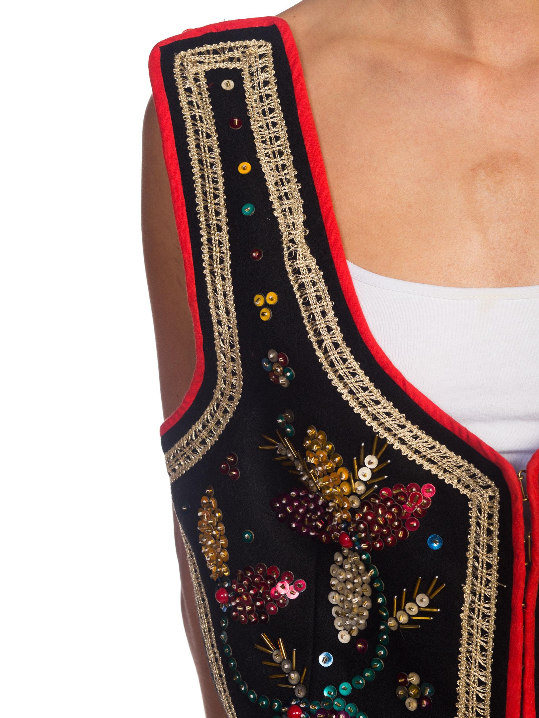 MORPHEW COLLECTION Beaded & Hand Embroidered Raffia Duster Vest 6