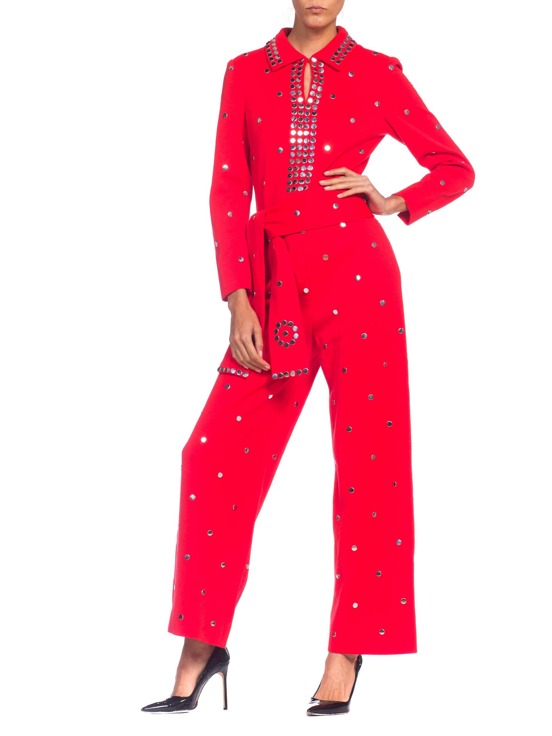 red studded jumpsuit