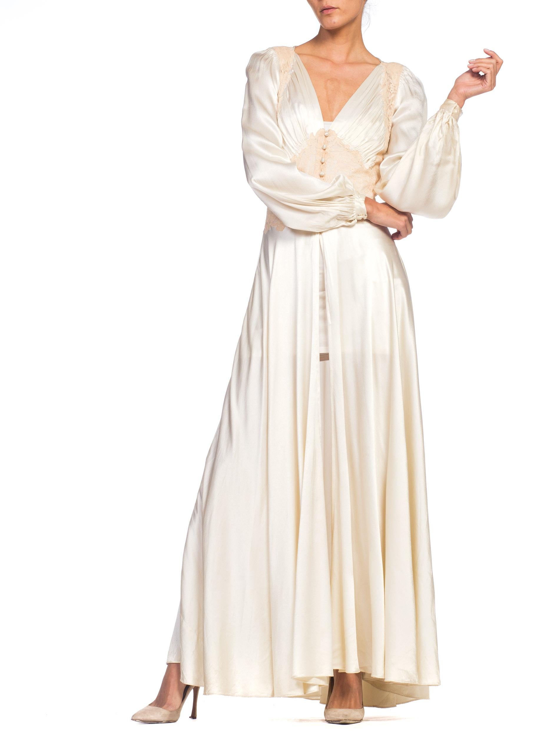 1930s 1940s Satin & Lace Negligee Slip Dress Robe  3