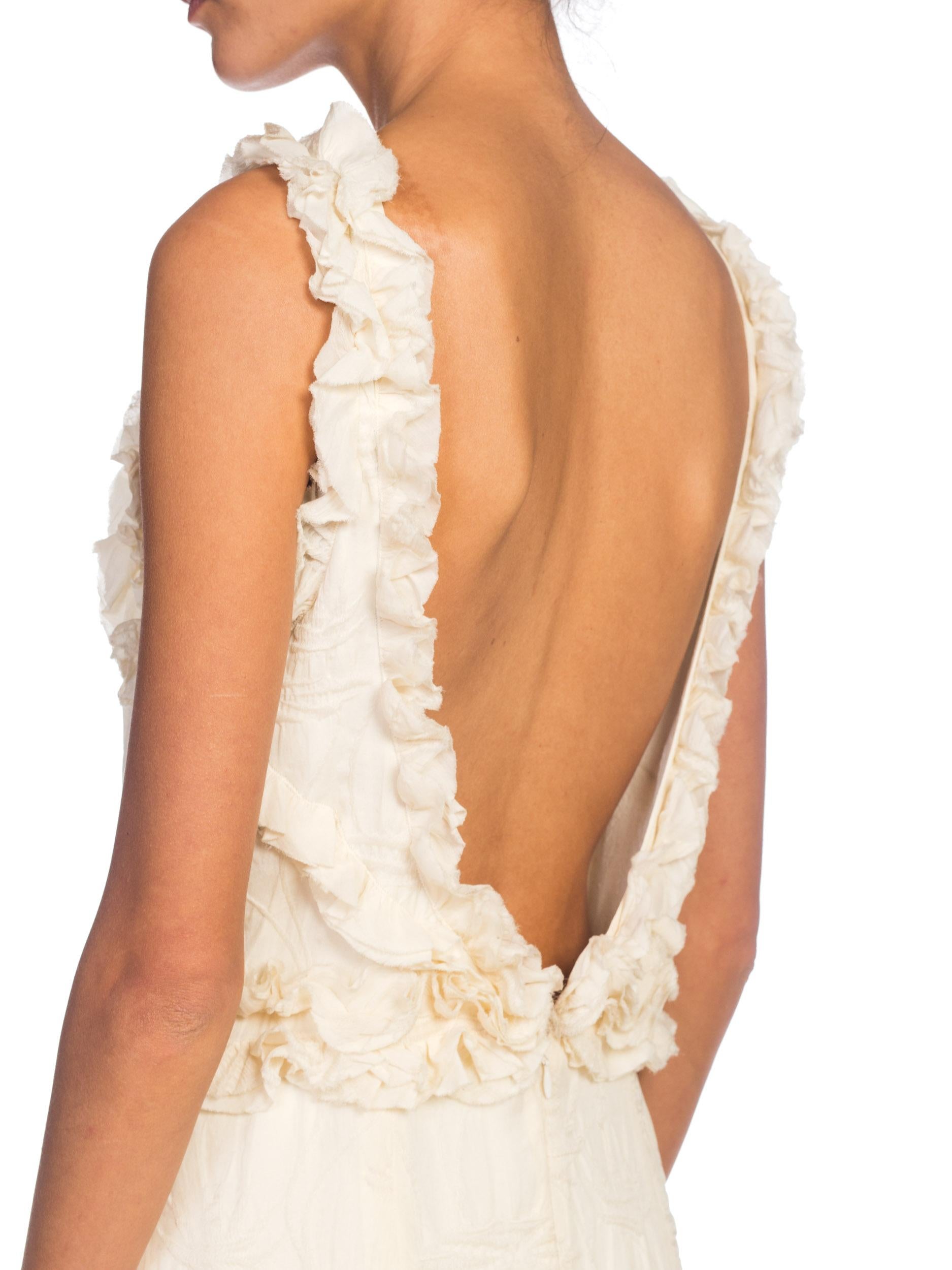 Olivier Theyskens Rochas Deconstructed Ruffled Cream Silk Dress 3
