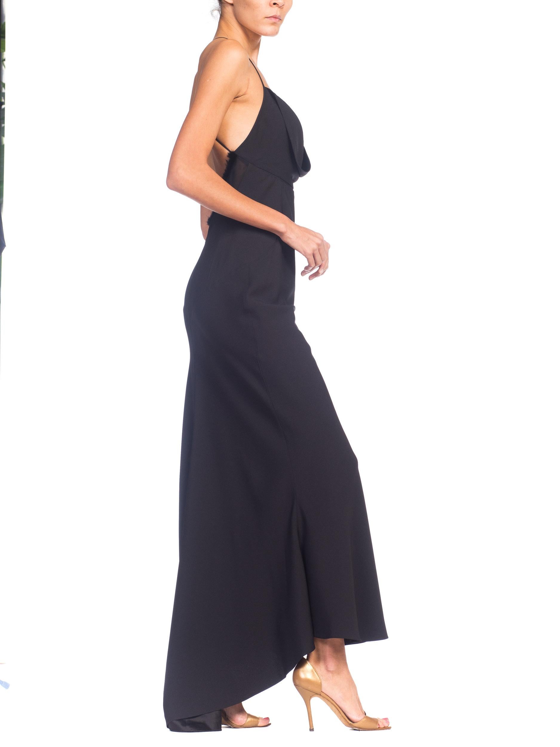 1990s Roberto Cavalli Backless Bias-Cut Gown with Fur Detail 2