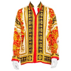 1990s Mens Gianni Versace Baroque King of the World Silk Shirt