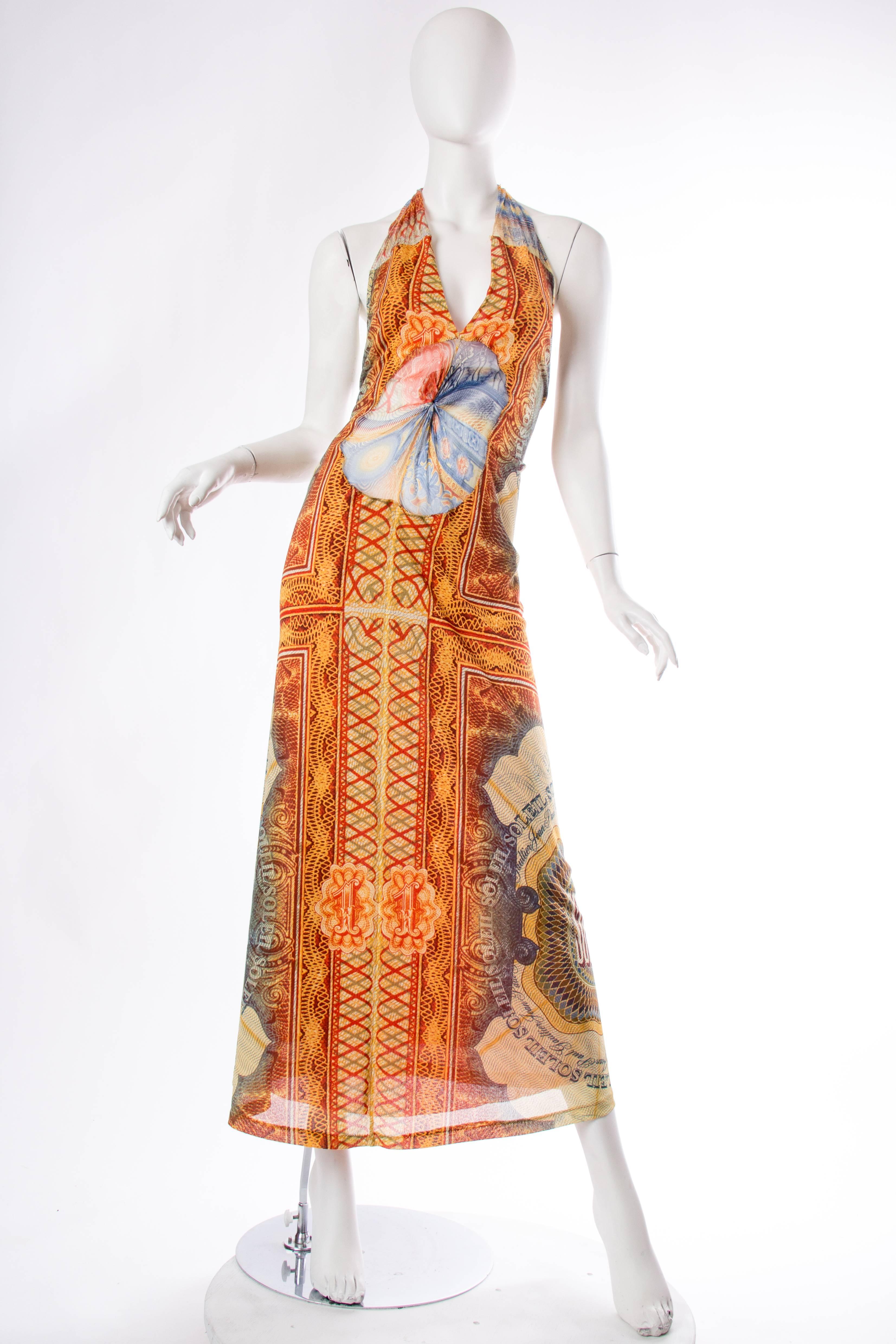 Jean Paul Gaultier Amazing Money Printed Backless Dress JPG