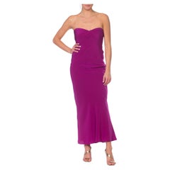2000S DONATELLA VERSACE Magenta Purple Silk Crepe De Chine Spring 2000 Bias Str