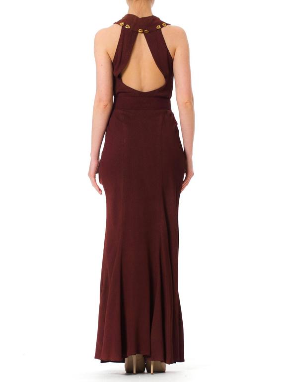 schiaparelli brown dress Schiaparelli Chocolate Brown Sculpted Hooded Dress with Gold Surrealis –  LUXE LIVING FASHIONS main image 1