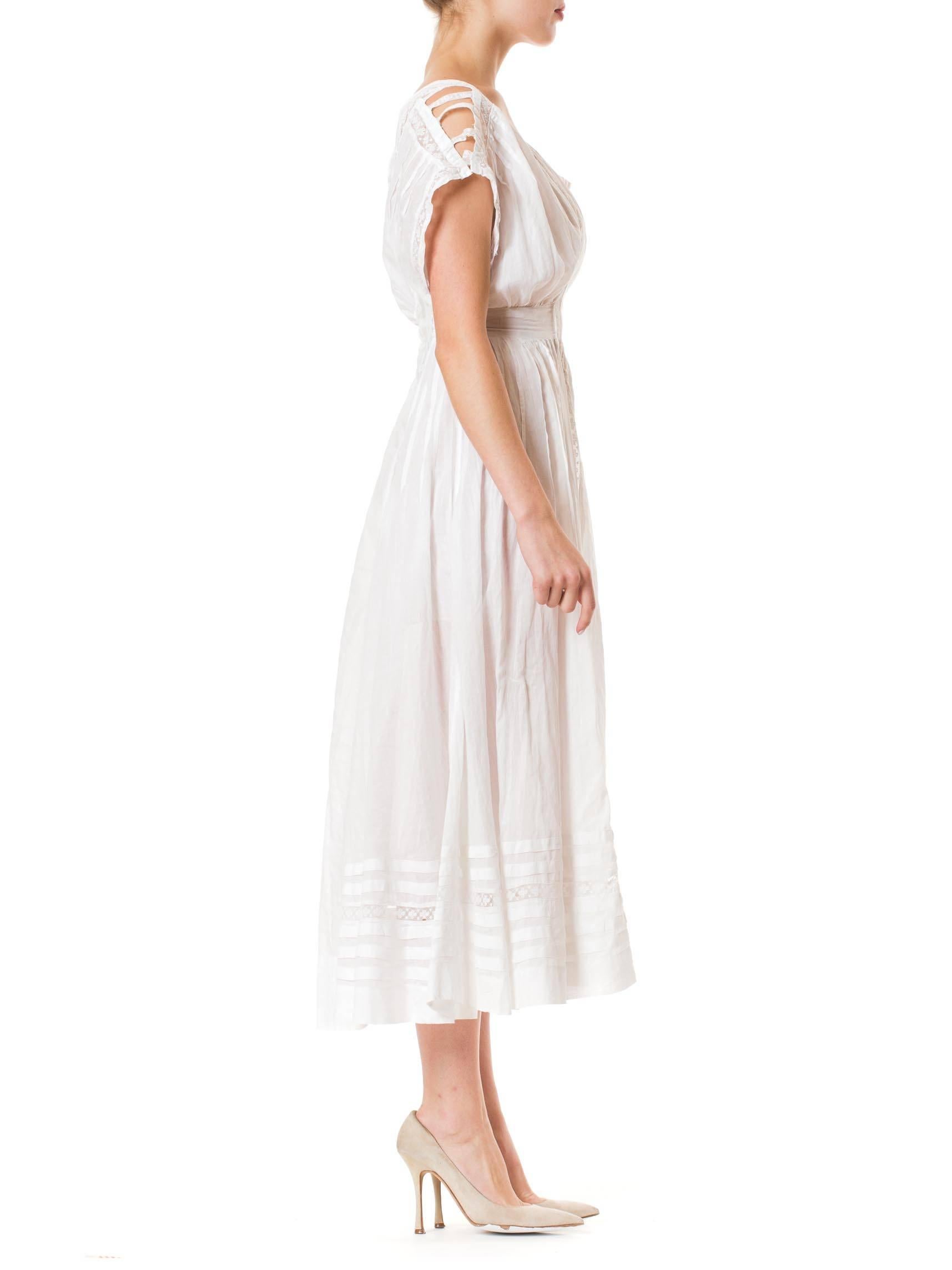 Gray Edwardian Cotton Batiste and Lace Dress